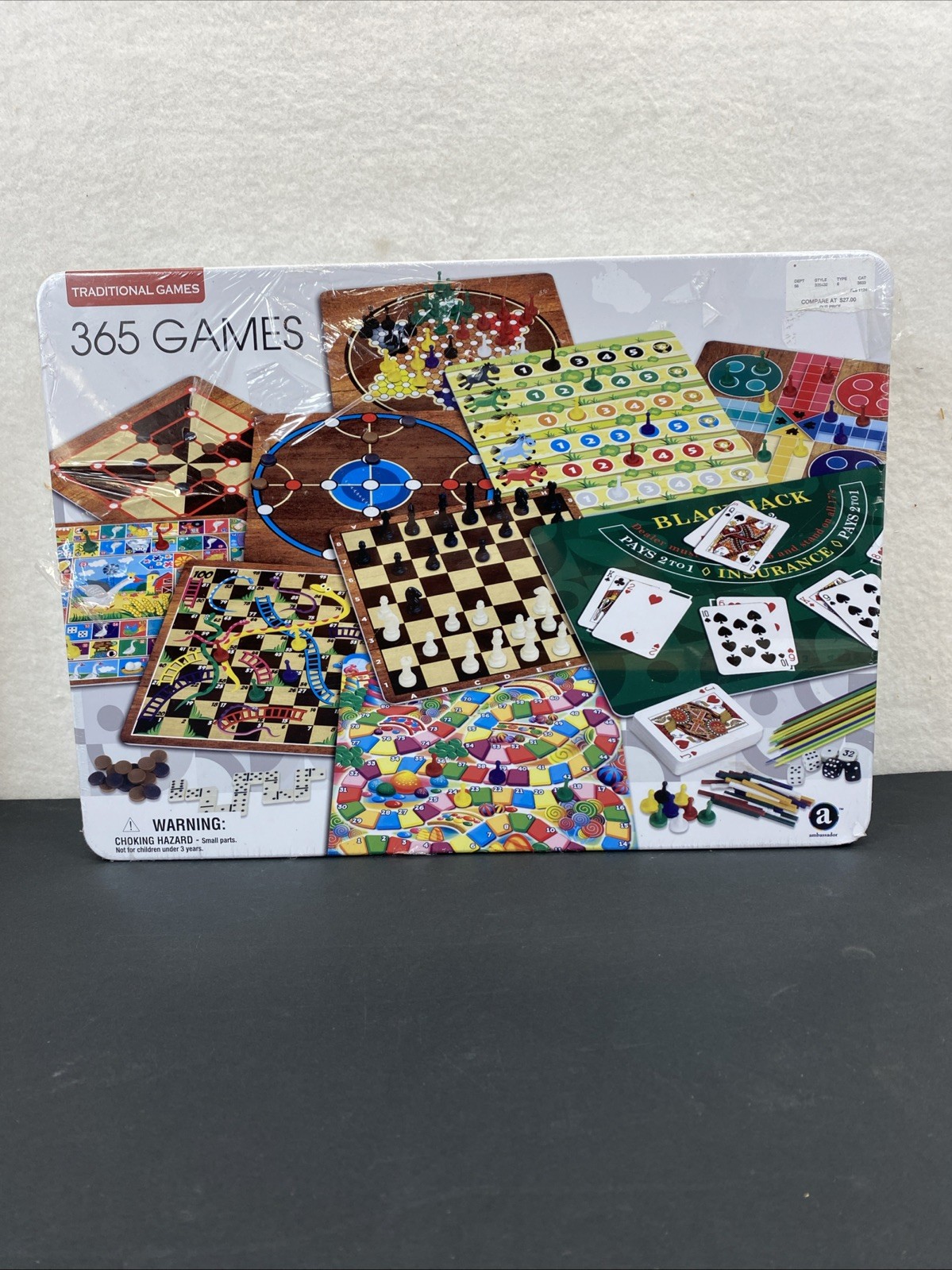 365 Games Traditional Strategy Board & Card Games, Tin Storage Container Sealed.