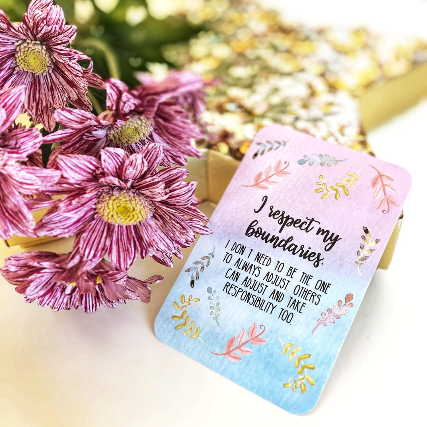Sunny Present Less Anxiety Affirmation Cards – 45 Beautifully Illustrated…
