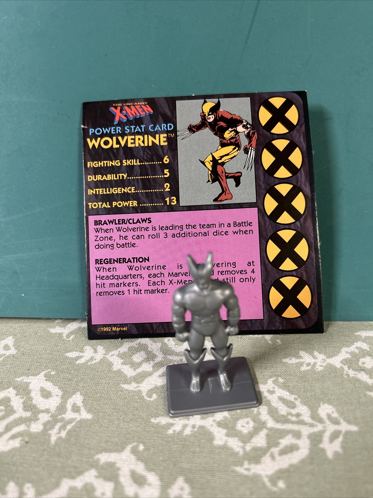 Wolverine Game Piece & Card Uncanny X-Men Alert Adventure Board Game 1992!