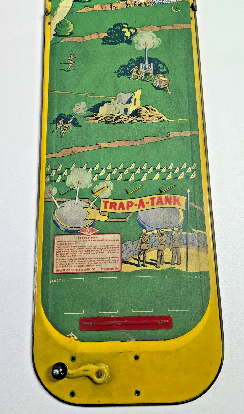 Vintage Wolverine Tin Litho Trap A Tank Game Board