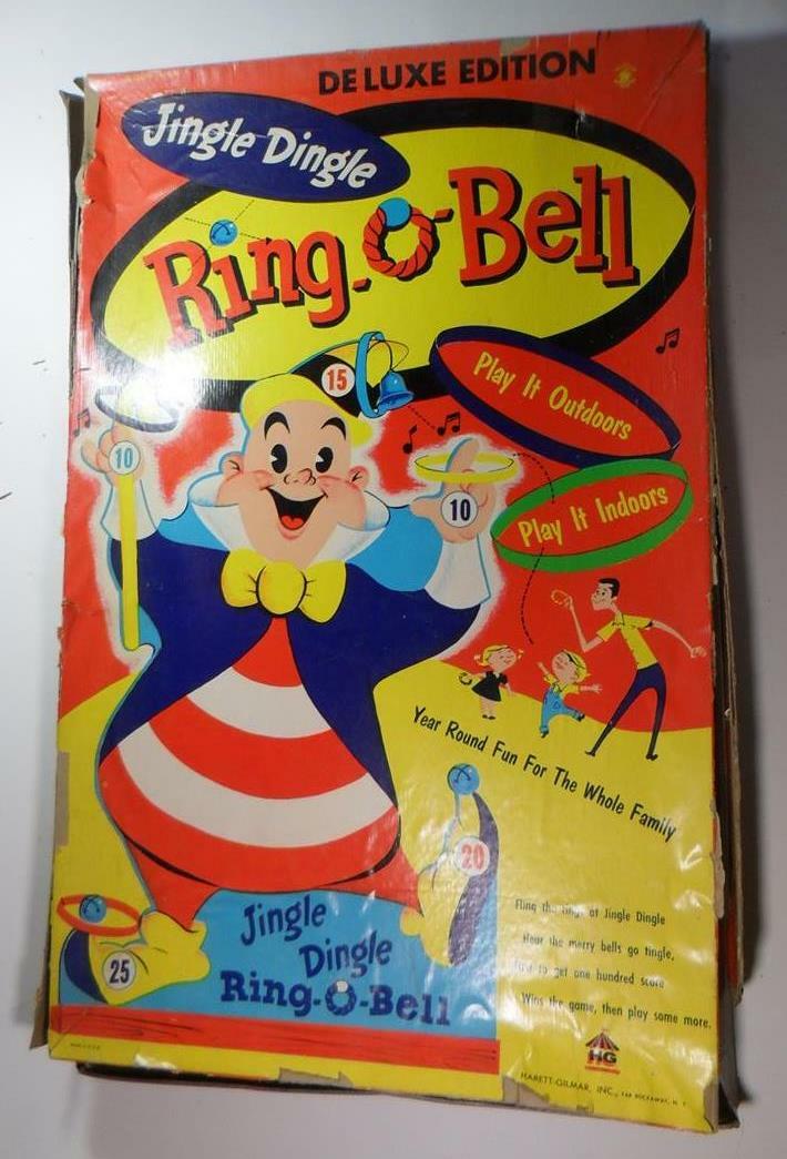 VINTAGE 1955 JINGLE DINGLE RING O BELL RING TOSS HARETT-GILMAR GAME