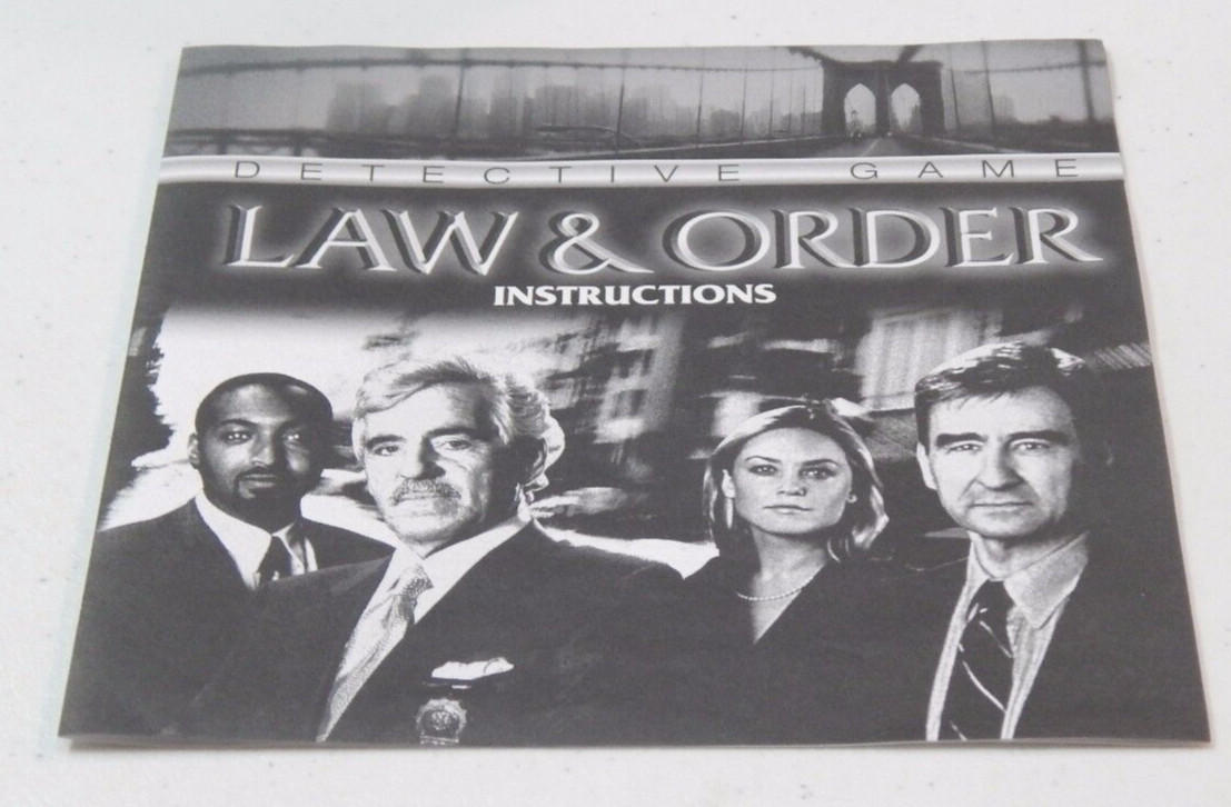 2004 Law & Order Detective Board Game Replacement Instructions Only
