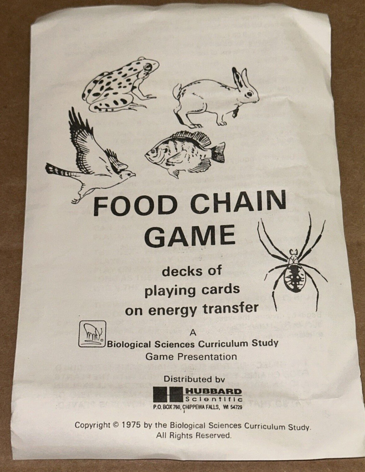 Food Chain Science Energy Transfer Game 4x Decks of Cards Instruction Manual NEW
