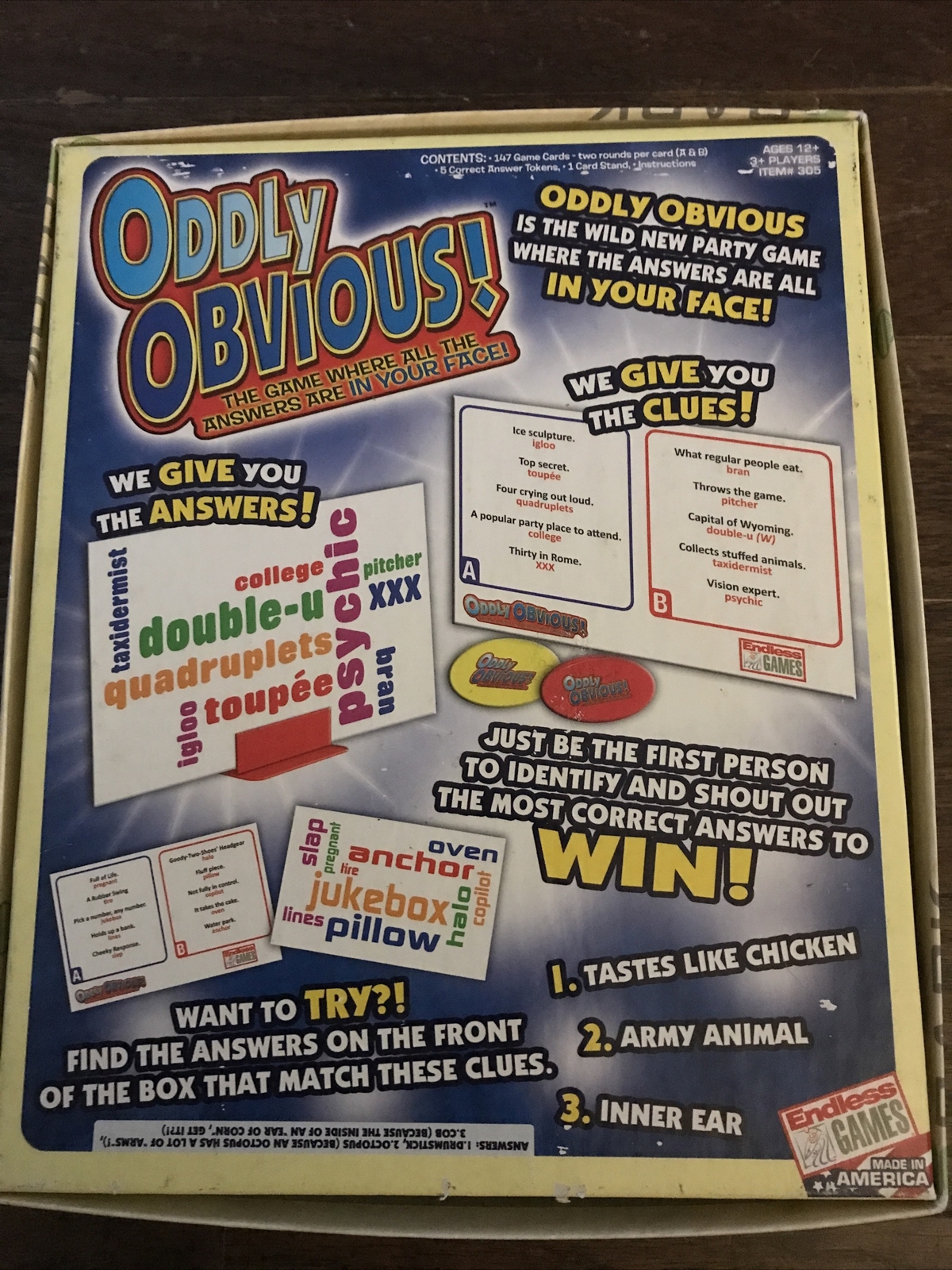 Complete Preowned 2013 Oddly Obvious! Party Card Game By Endless Games