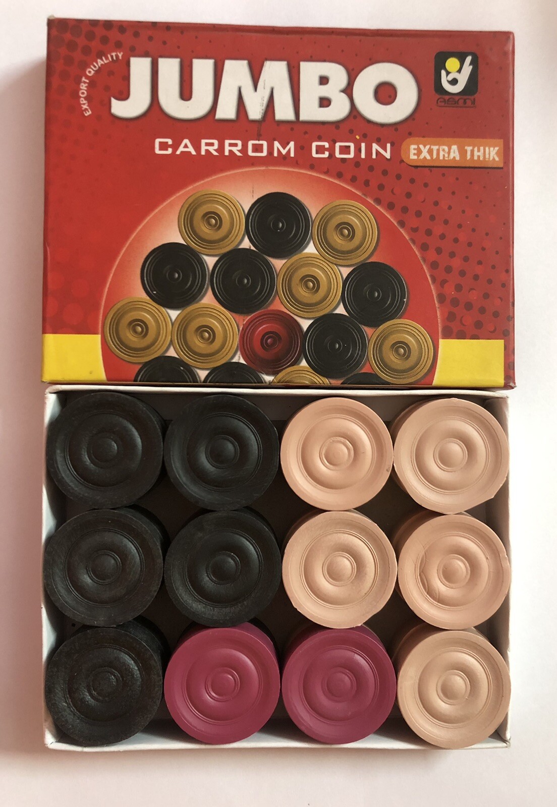 Premium Quality Carrom Board Coins 24 pc Jumbo Size Heavy weight smooth FREE SHI
