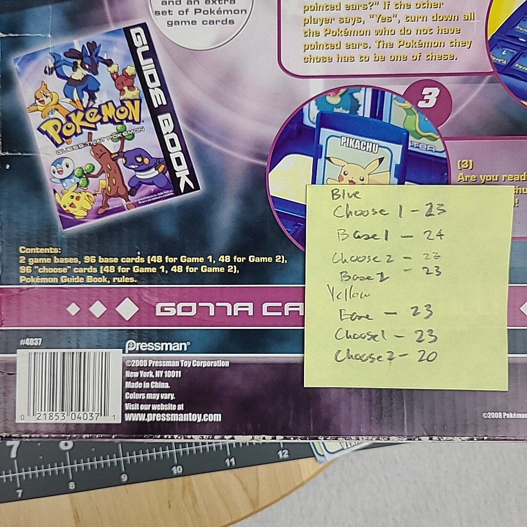 Pokémon Diamond and Pearl Guess that Pokémon Game Pressman #4037 Incomplete