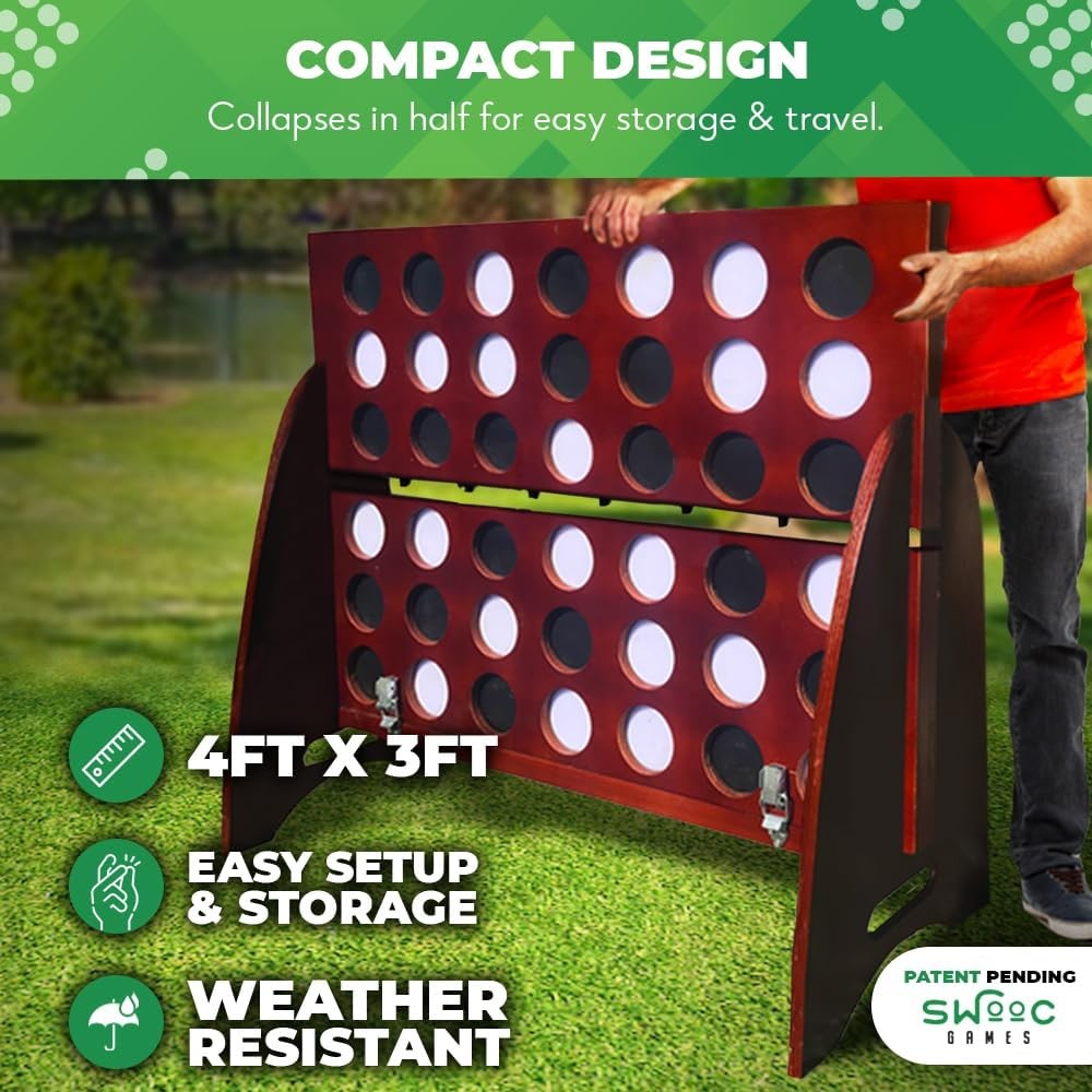 Giant 4 in A Row Swooc XL 4x3ft Quiet Outdoor Lawn Game