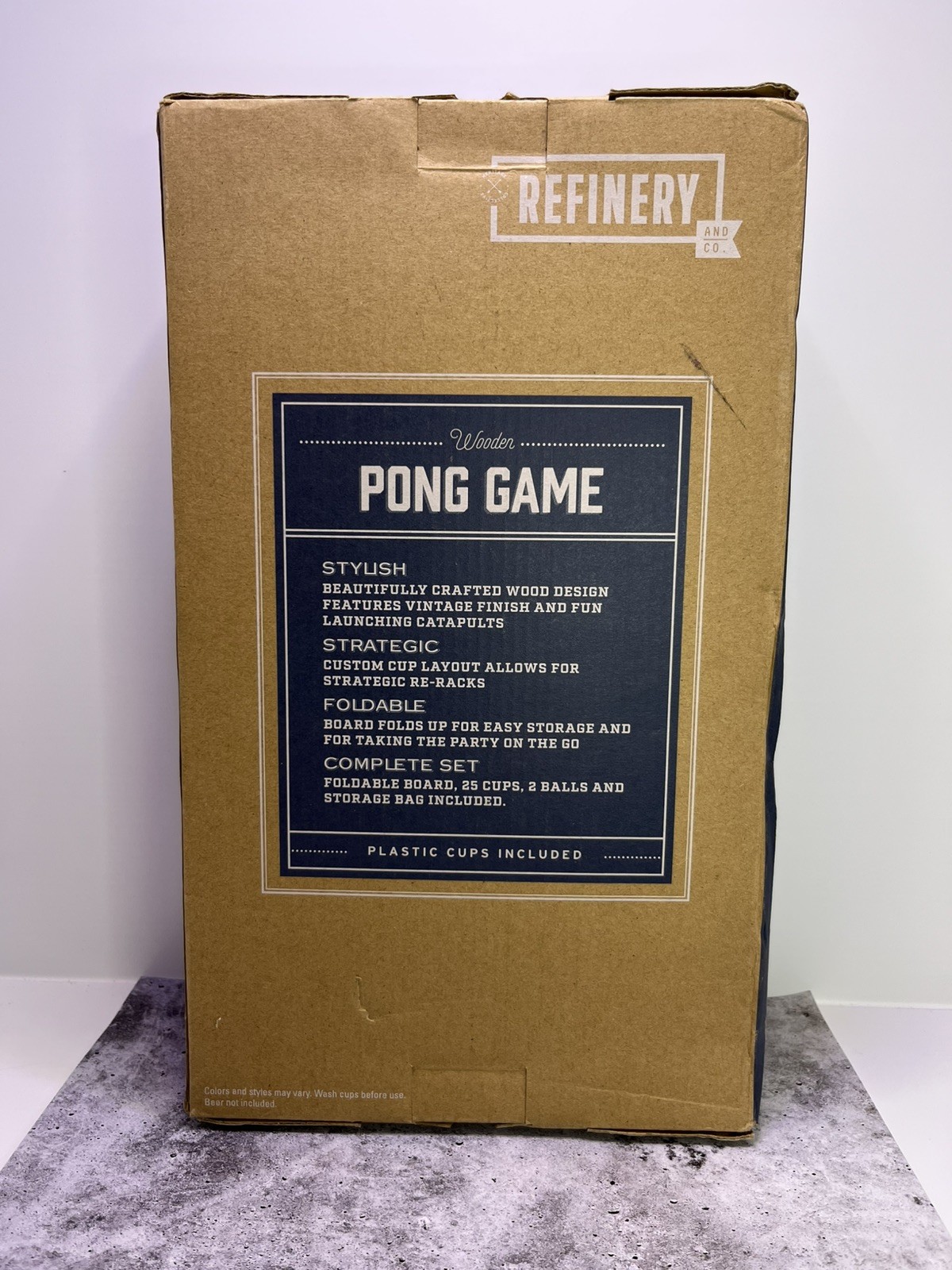 Refinery and Co Wooden Pong Game Mini Beer Pong Party Set Adult Drinking Game