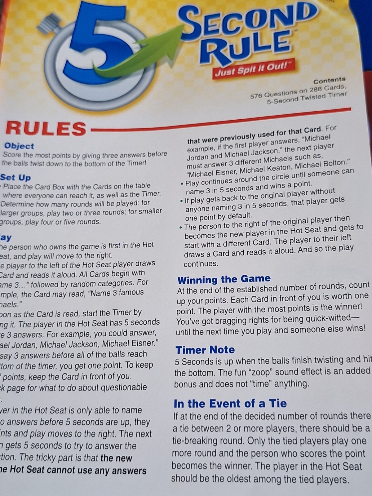 5 Second Rule Game ” Just Spit It Out” Fun Entertainment by Play Monster NEW