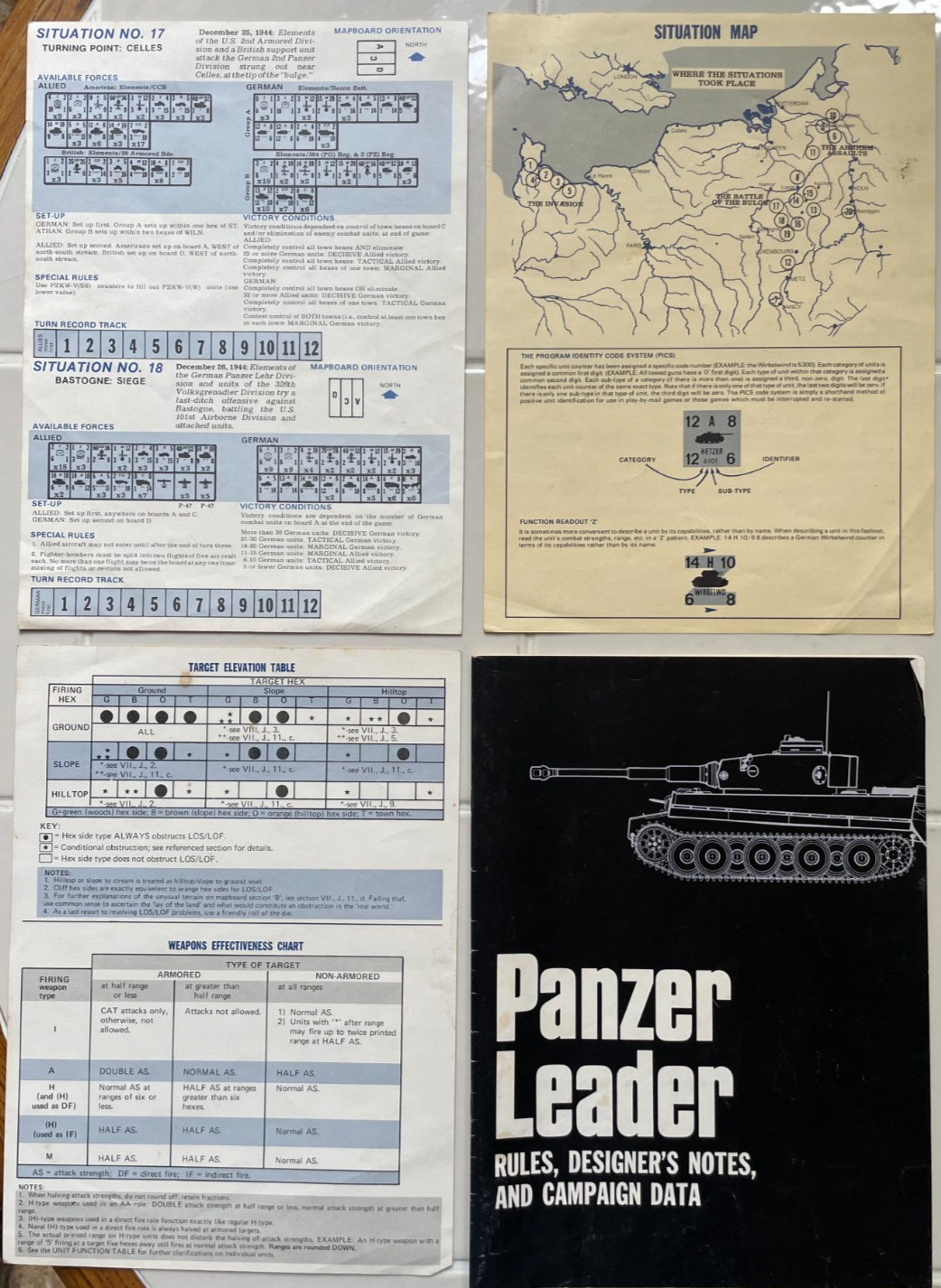 Panzer Leader Game – Avalon Hill – 1974 – Complete – Good condition
