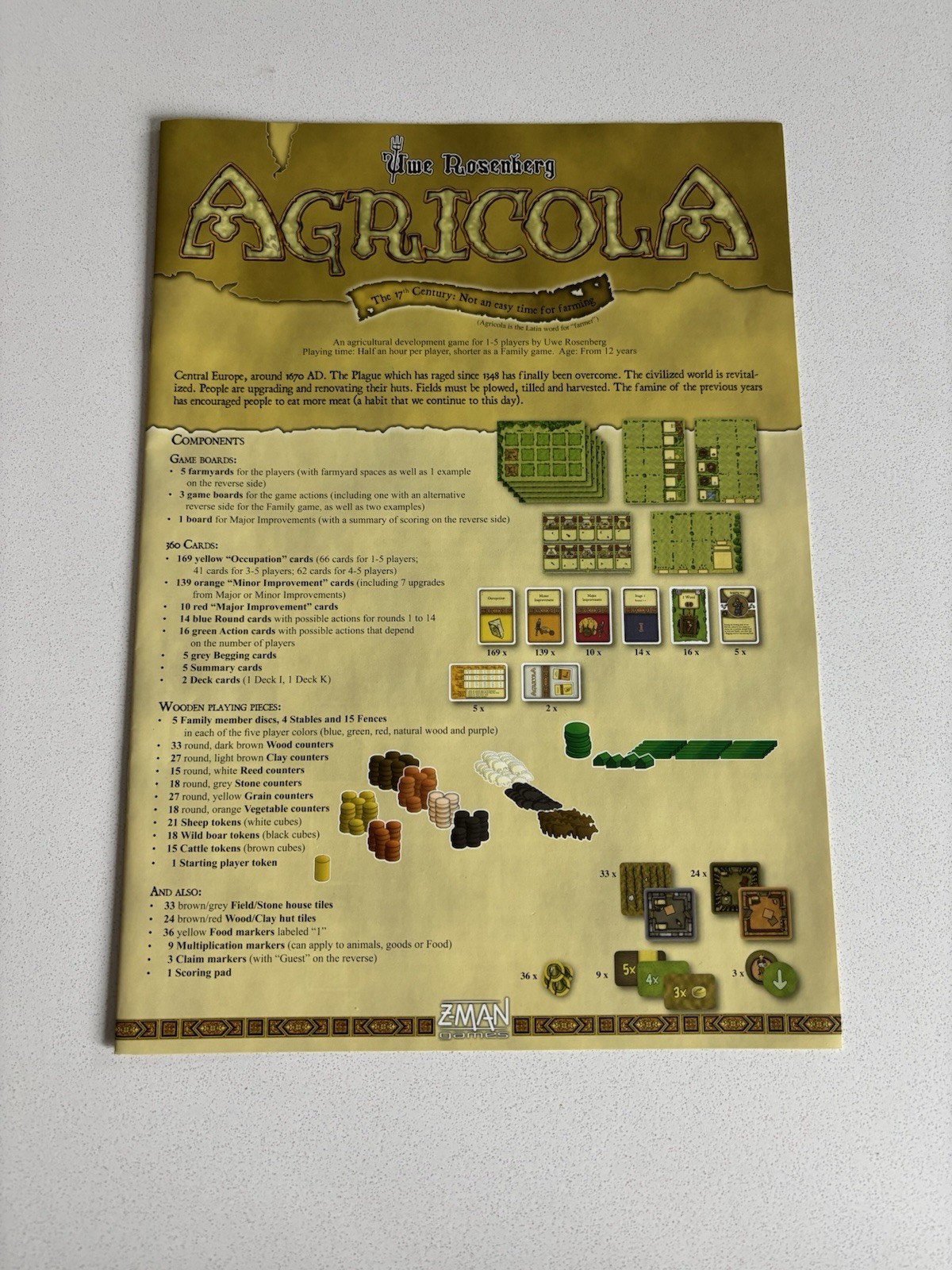 Z-Man Games Agricola The 17th Century Farming Strategy Board Game Open Box