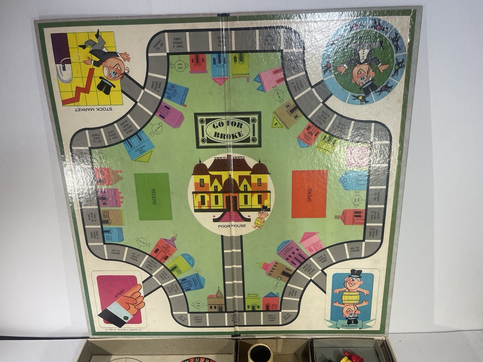 RARE. COMPLETE Vintage 1965 GO FOR BROKE Board Game by Selchow & Righter