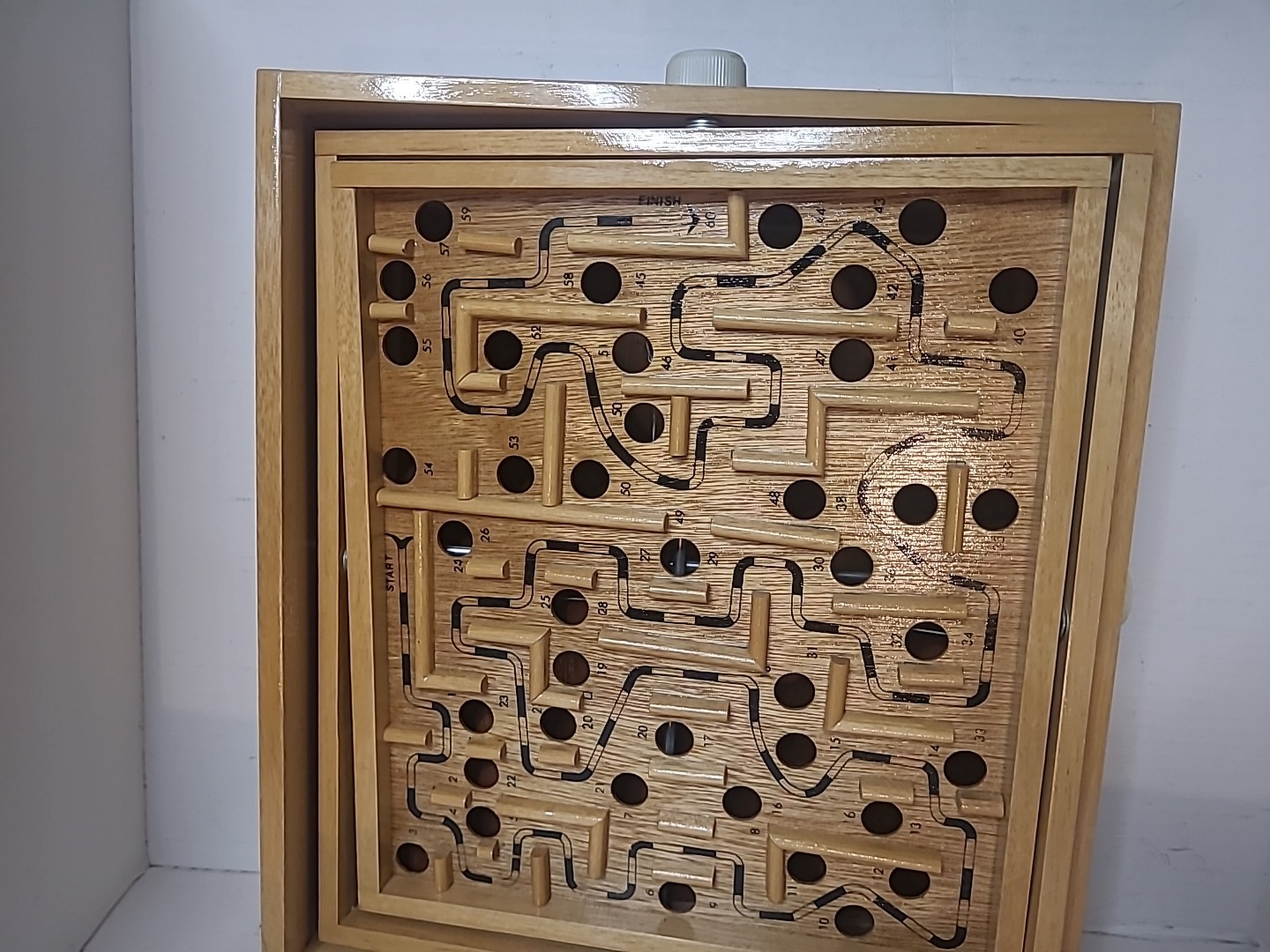 Vtg 80s Labyrinth Wooden Steel Ball Marble Tilting Maze Puzzle Game Roll-A-Maze