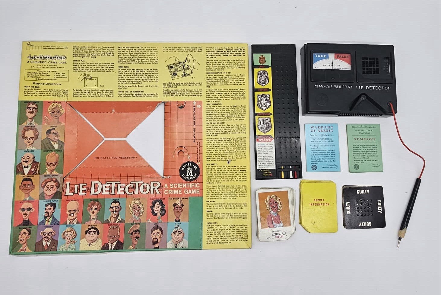Vintage 1960 Mattel Lie Detector Game RARE Boardgame Scientific Crime Game ￼