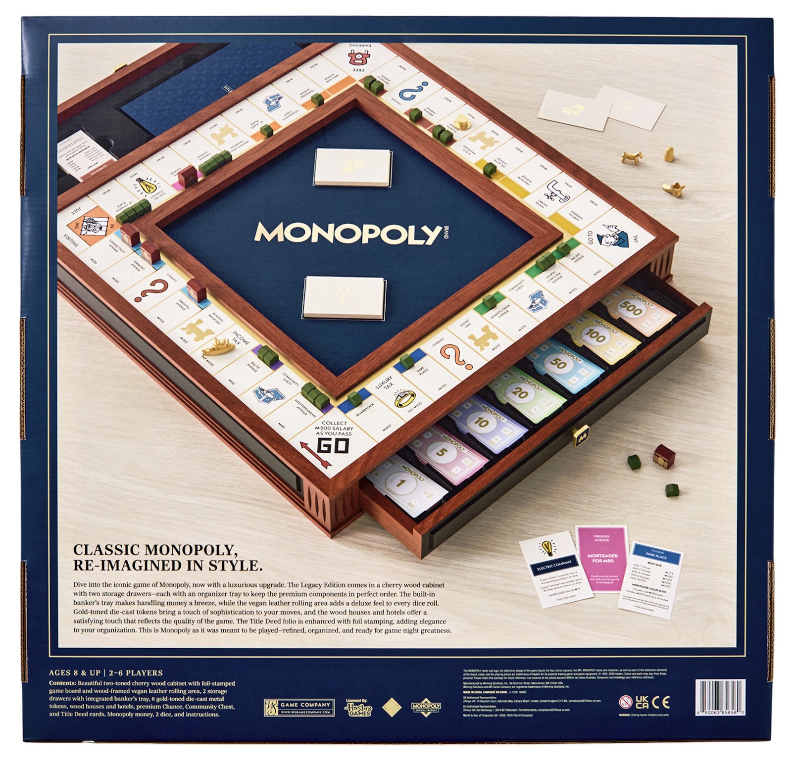 Monopoly Legacy Edition with Deluxe Luxury Wood Cabinet by WS Game Company New
