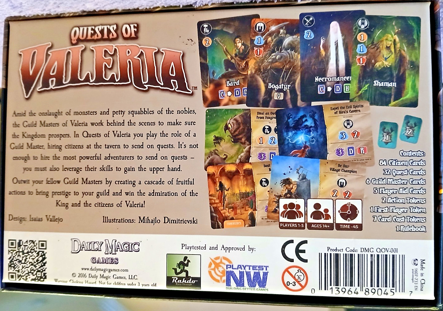 Quests of Valeria Card Game Kickstarter Edition 2016 Complete Excellent Shape.