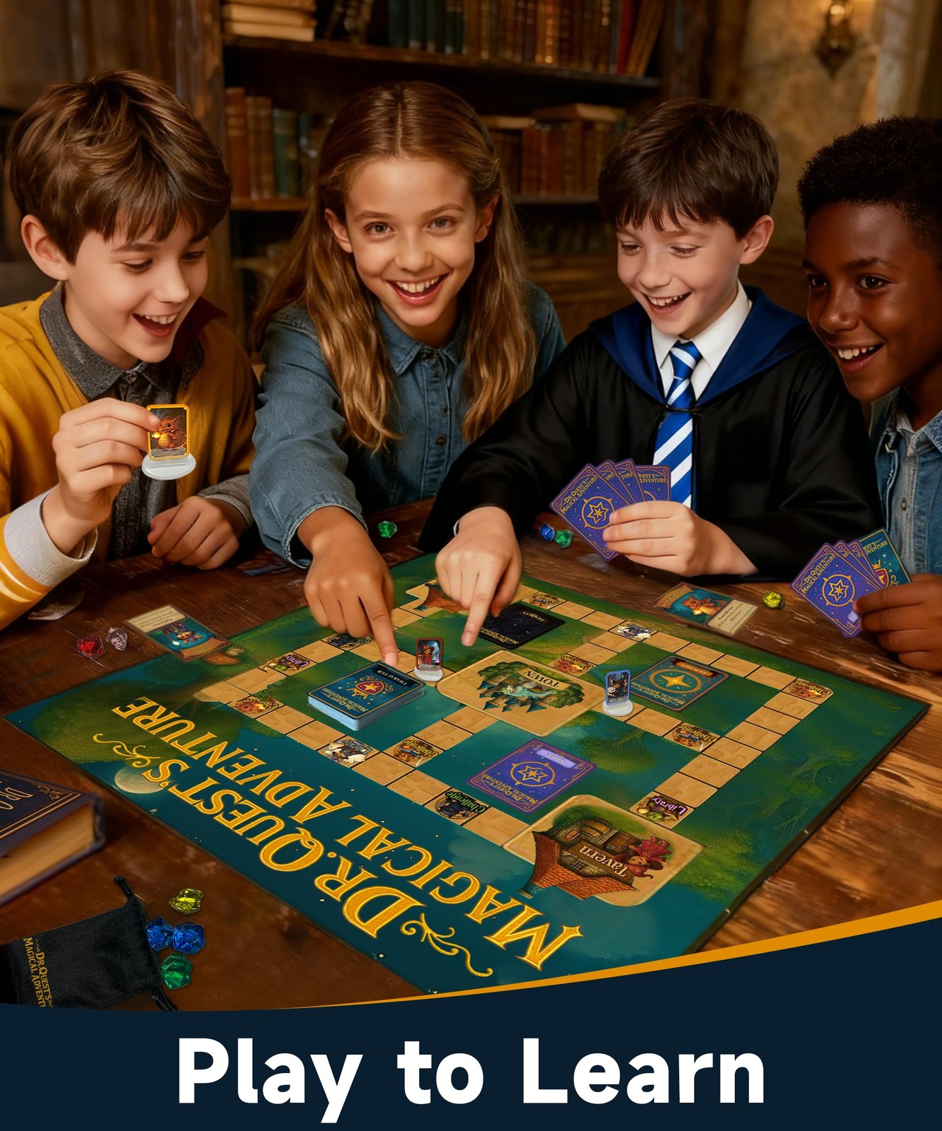 Dr. Quest’s Magical Adventure–Educational Board Game for Kids 8-12 Learn Spellin