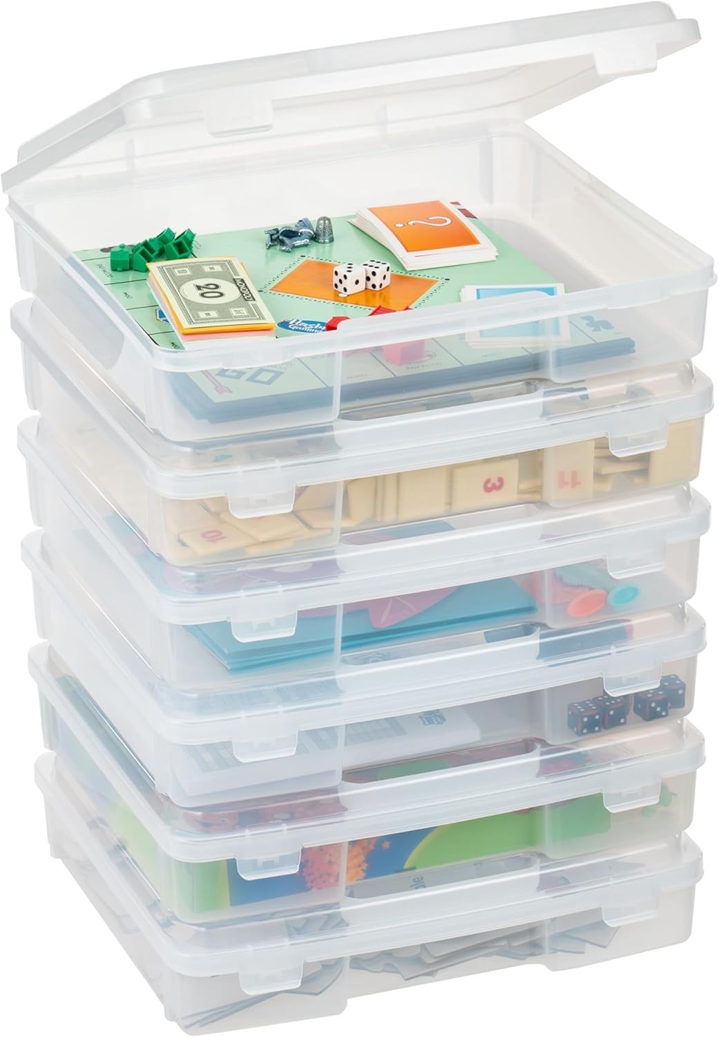 Board Game Storage Containers, 6-Pack || Organizers with Built-In Handle & Sn…