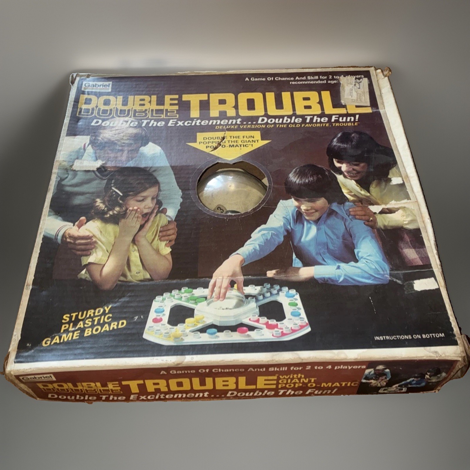1976 Gabriel Double Trouble Board Game Giant Pop-O-Matic Missing 2 Pieces