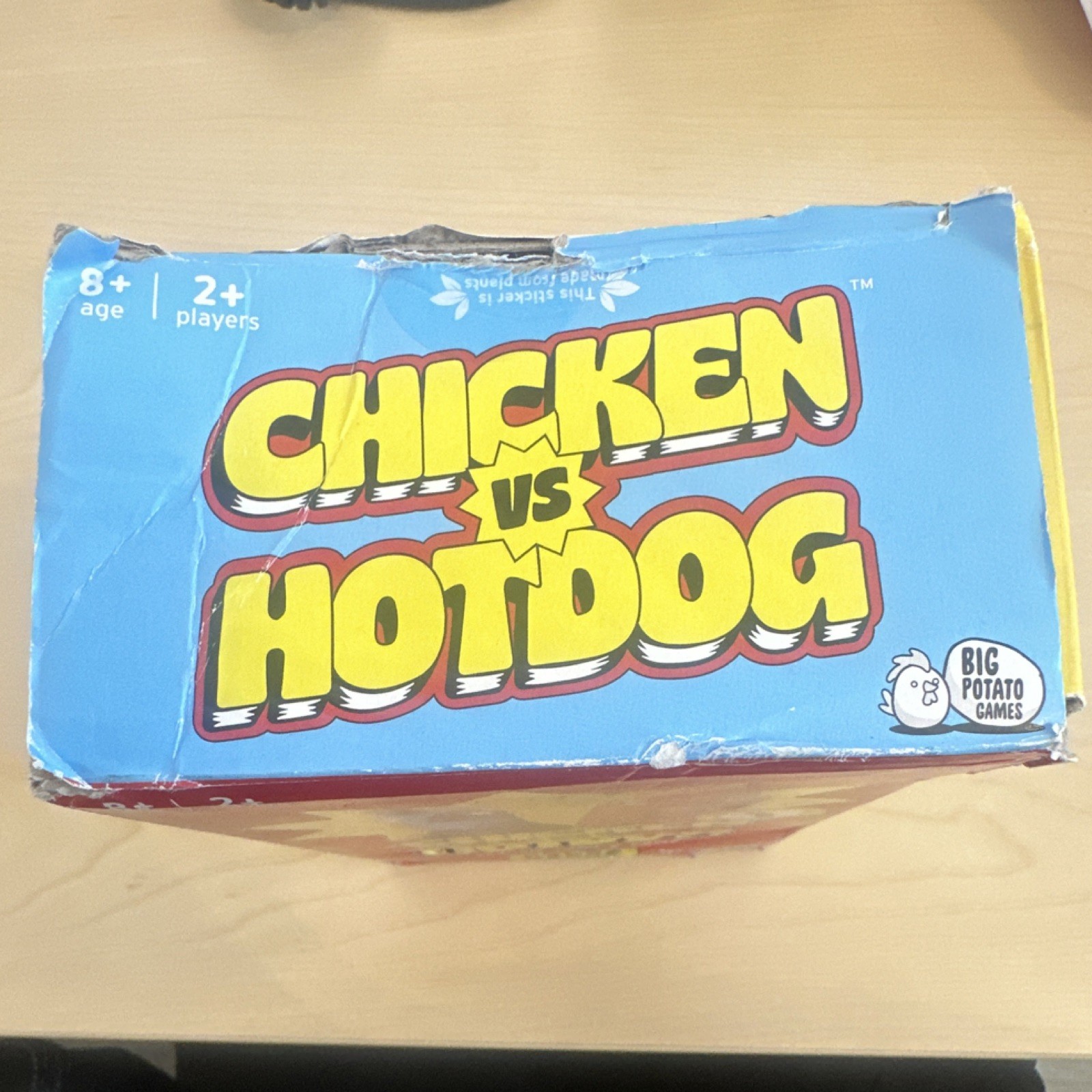 Big Potato Chicken vs Hotdog Party Game, Bonus Cards, 8+, 2+ Players *OPENED BOX