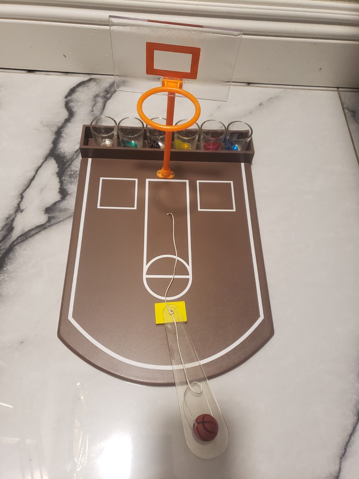 Game Night Basketball Drinking Game – 6 Shot Glasses & B-Ball Game Board