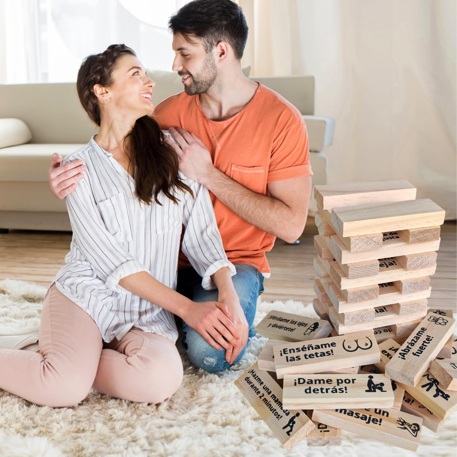 Spanish Blocks Tower Game 48 Pcs for Adult Couples – Fun Stacking