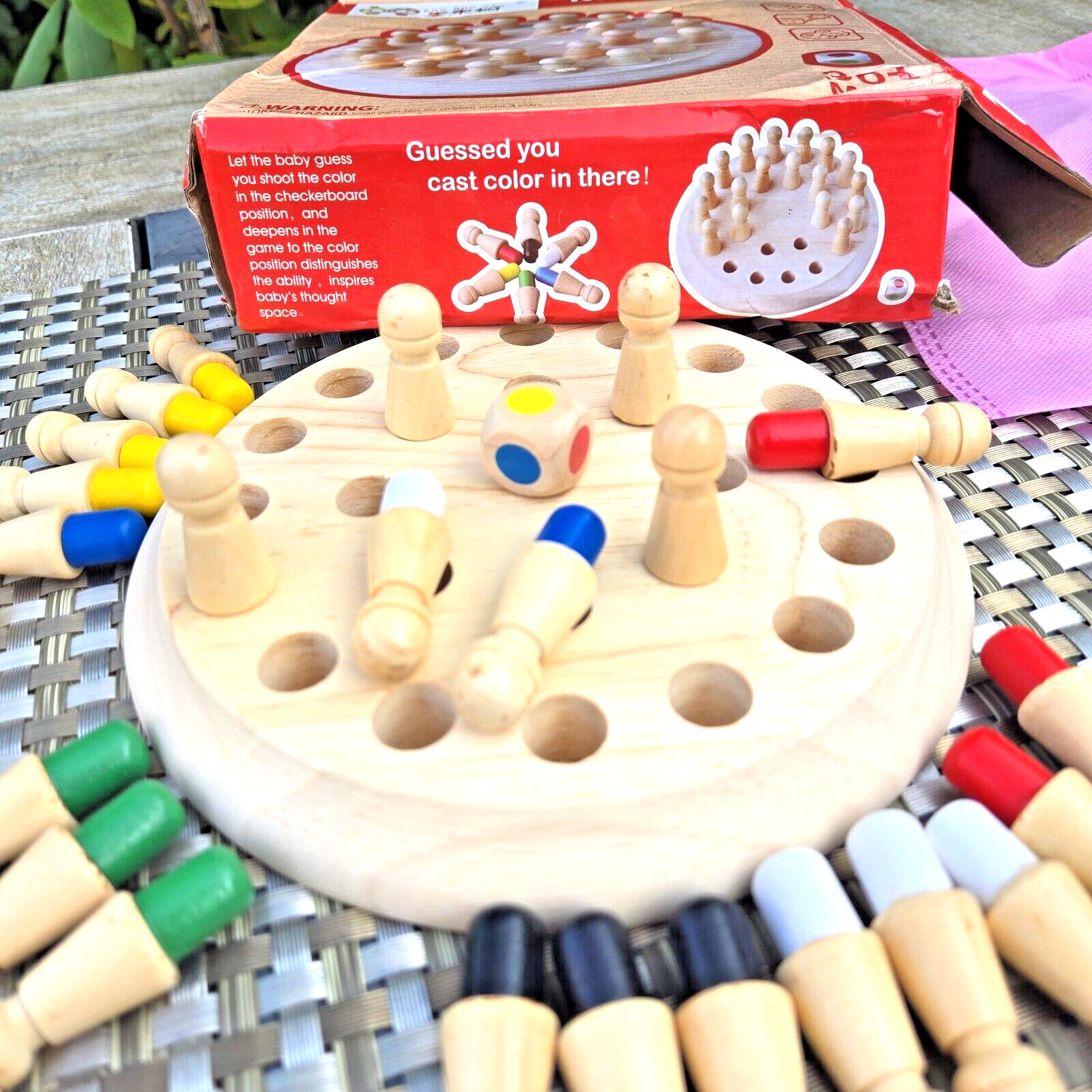 Wooden Memory Game Multi Player Family Match Kids Chess Board Guoguoshu EUC T