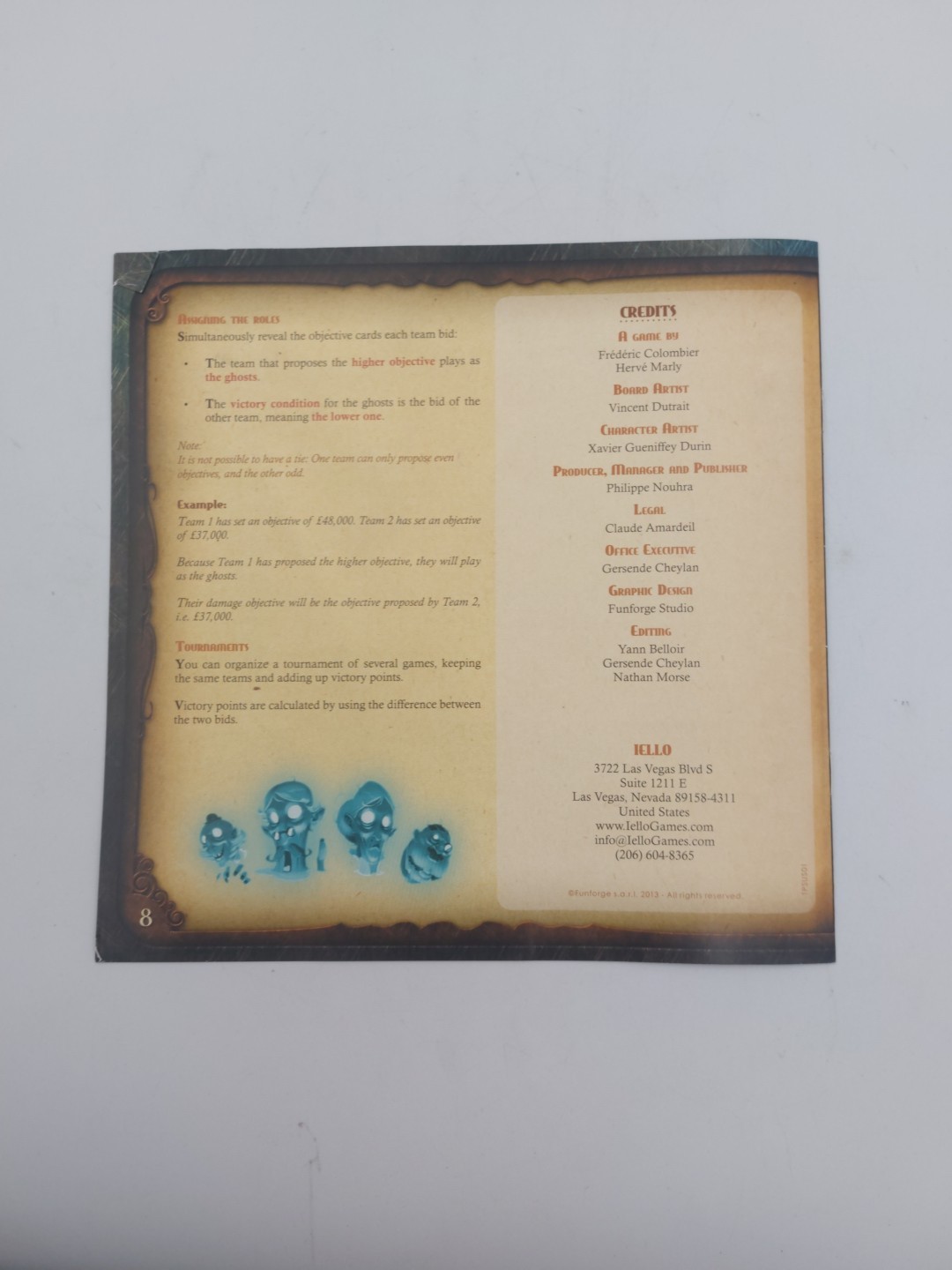 The Phantom Society Board Game(2017) Iello & Fun Forge Complete Used