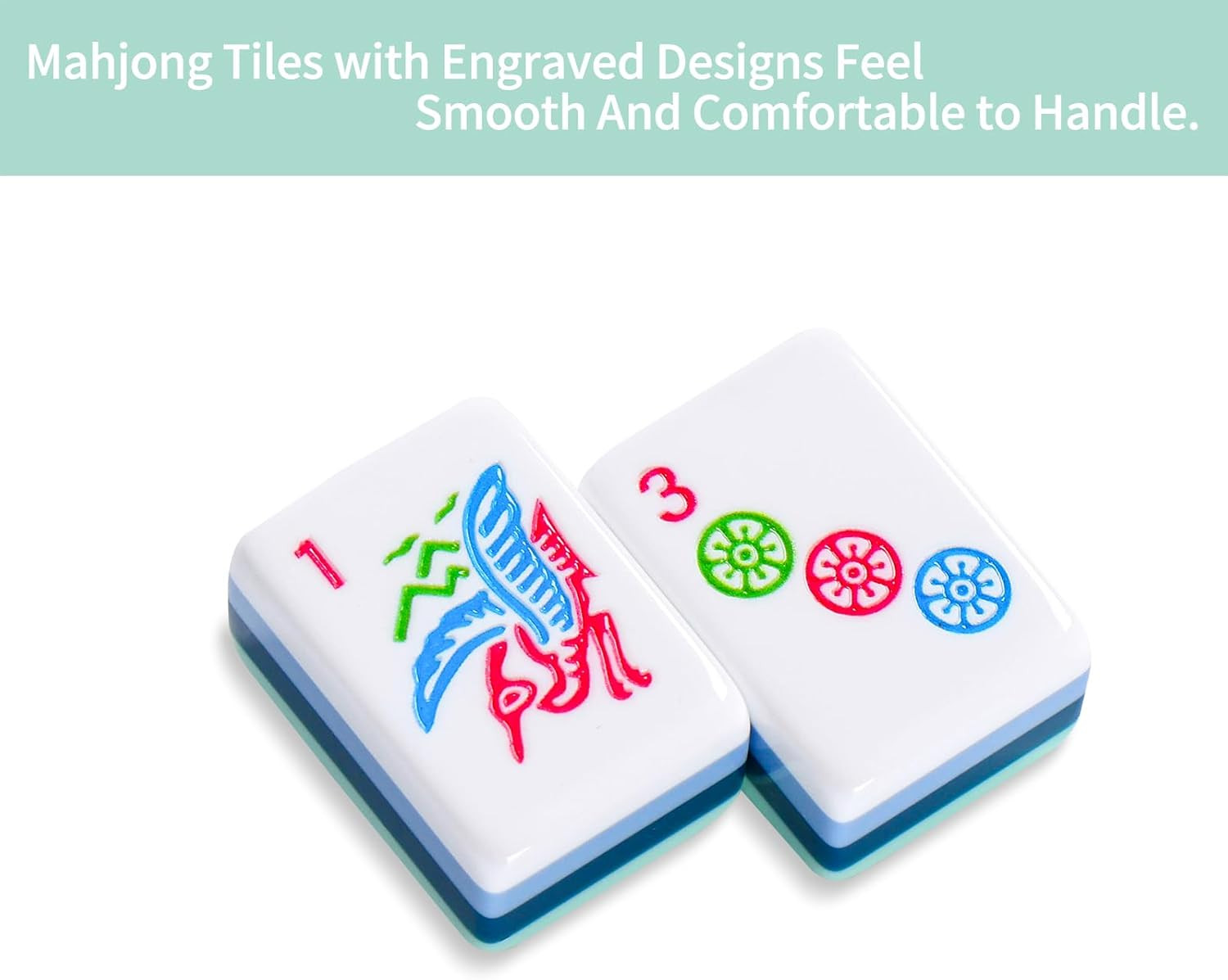 TIASUSAN 4 Layer Engraved American Mahjong Tile Set(Green), 166 Acrylic Mahjong