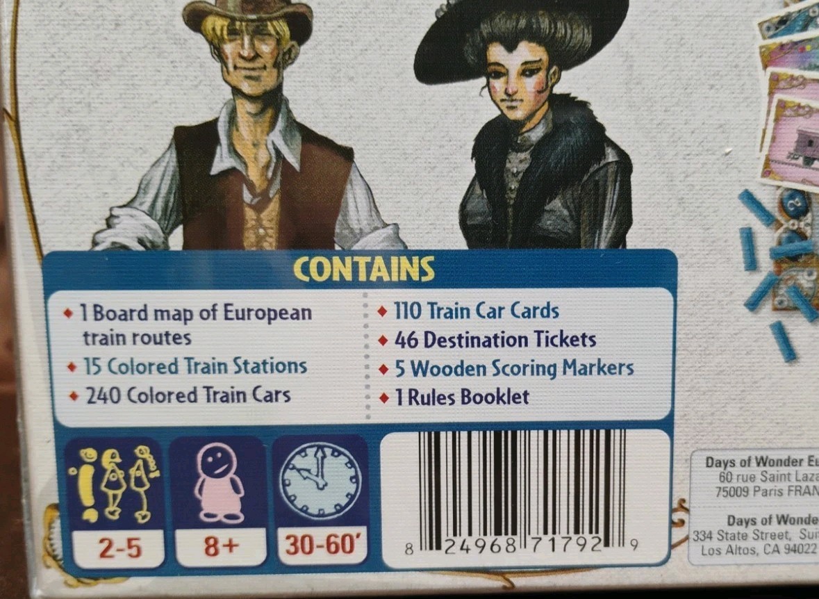 Ticket to Ride Europe Board Game Tunnels Ferries Train Stations Strategic