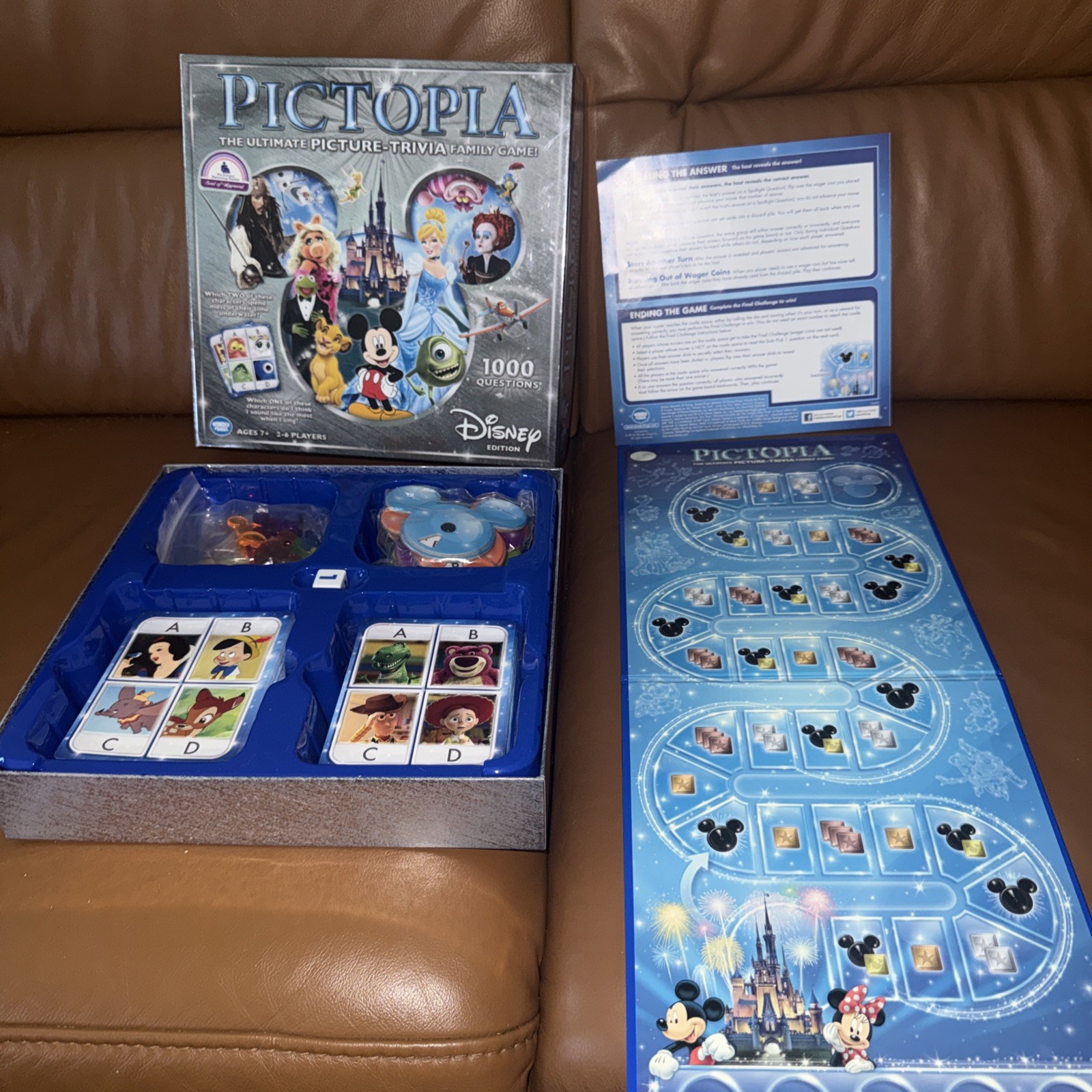 Disney PICTOPIA Family PICTURE TRIVIA BOARD GAME Complete 1000 QUESTIONS ~ CIB