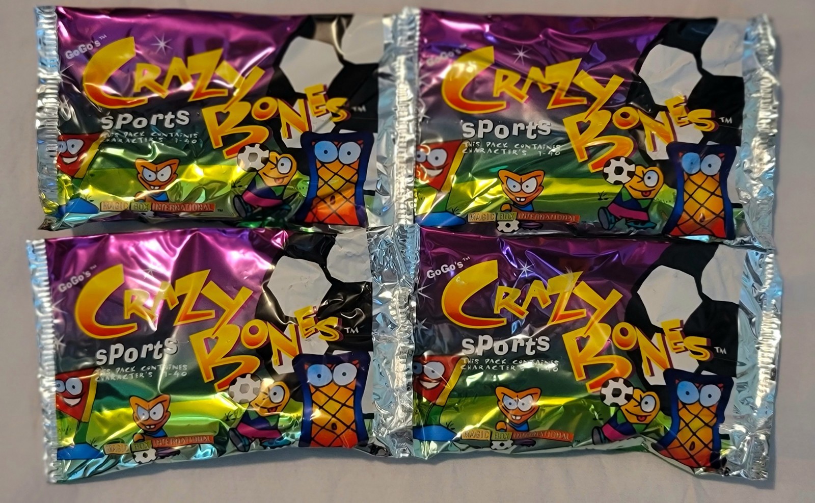 6 GoGo CRAZY BONE PACKS: 1 SERIES ONE, 1 “RED THINGS & 4 “SPORTS” PACKS ☆
