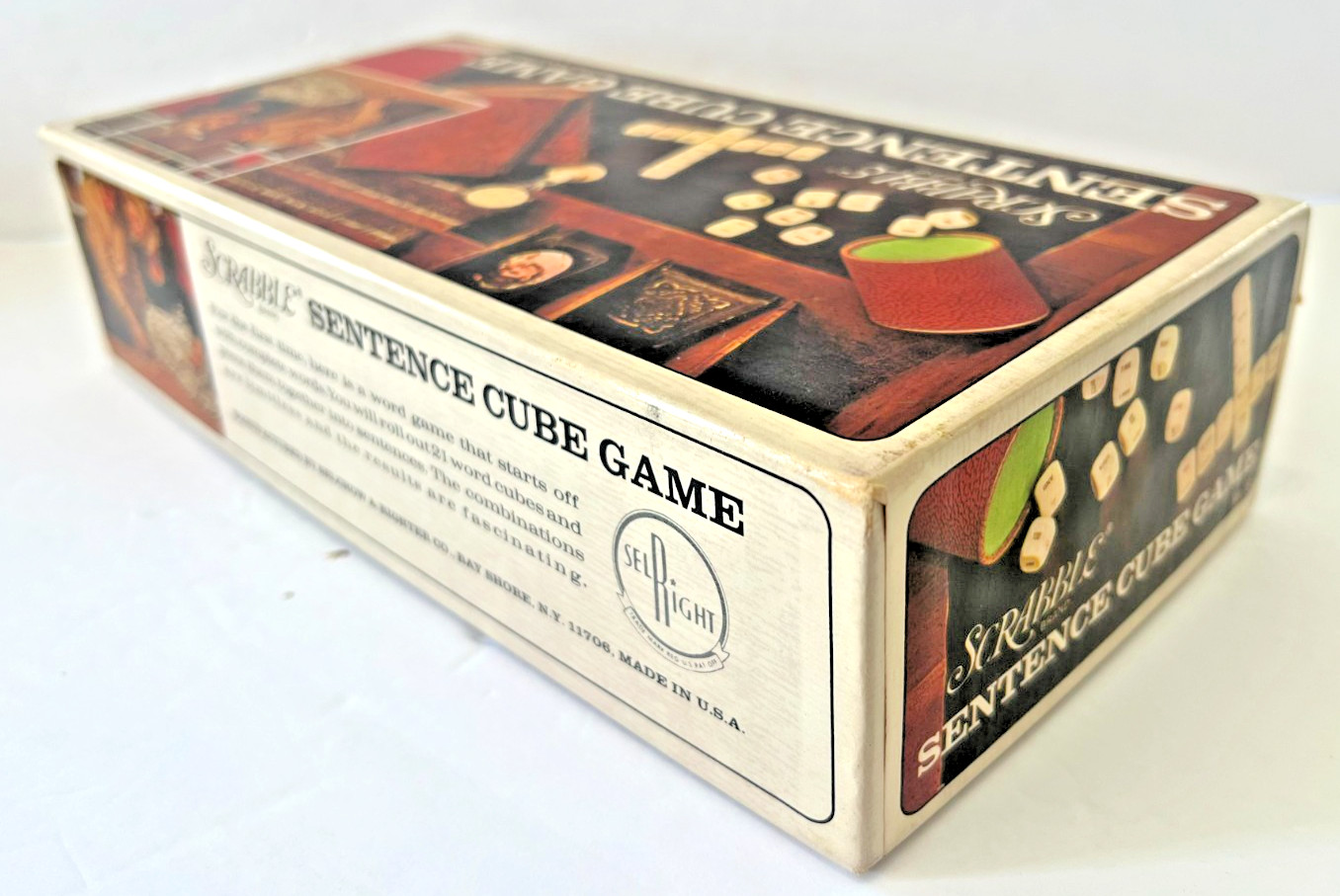 Vintage 1971 Scrabble Sentence Cube Game Complete