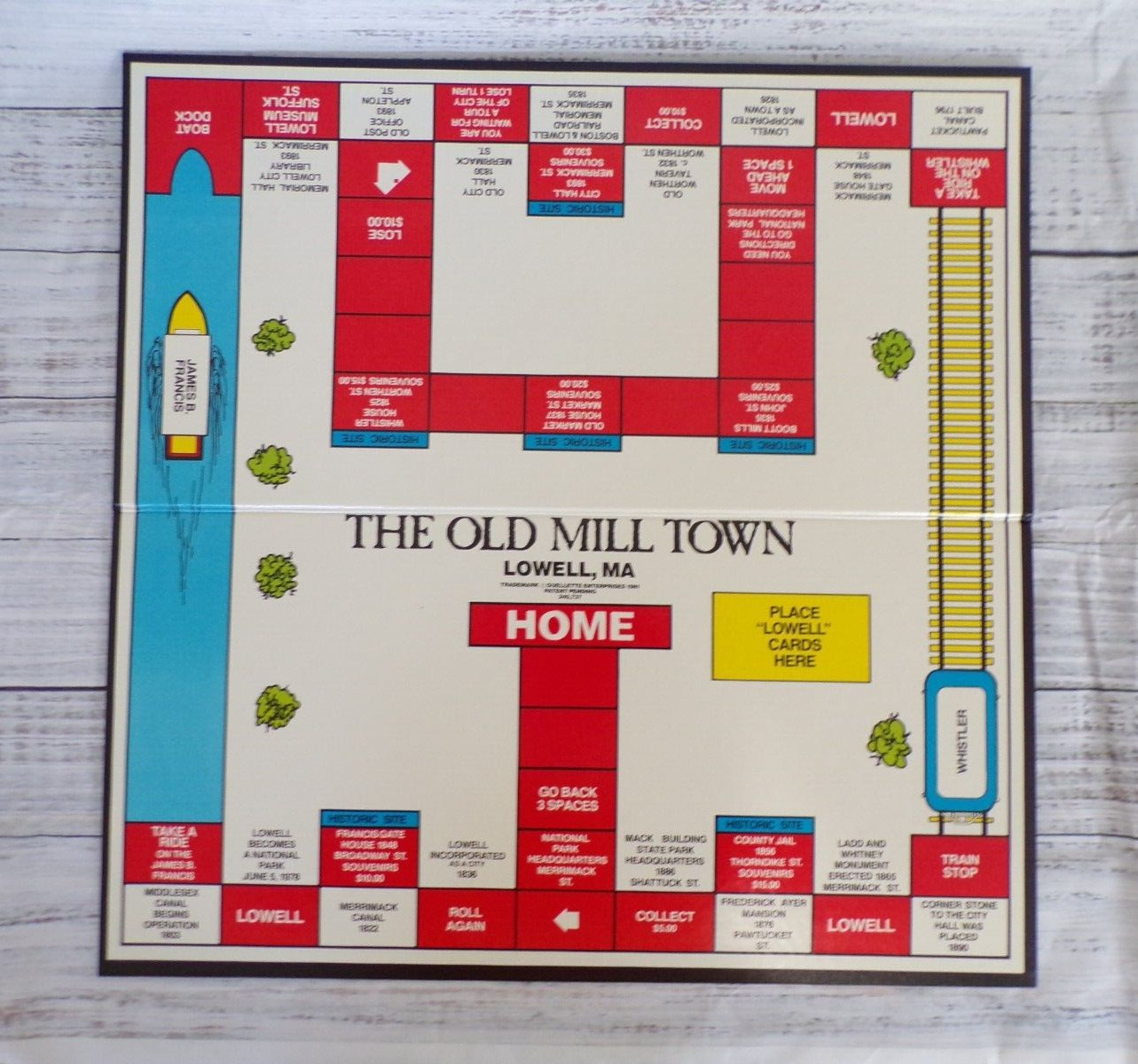 Vintage 1981 The Old Mill Town Board Game Lowell Massachusetts ~ Never Played!