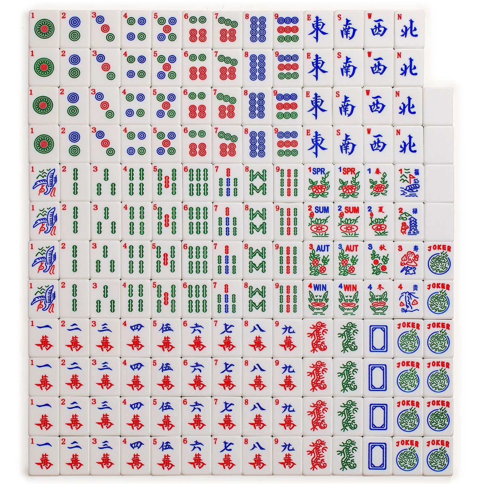 American Mahjong “Chinoise II” Floral Blue Racks Pushers Coins US-AF032-A New