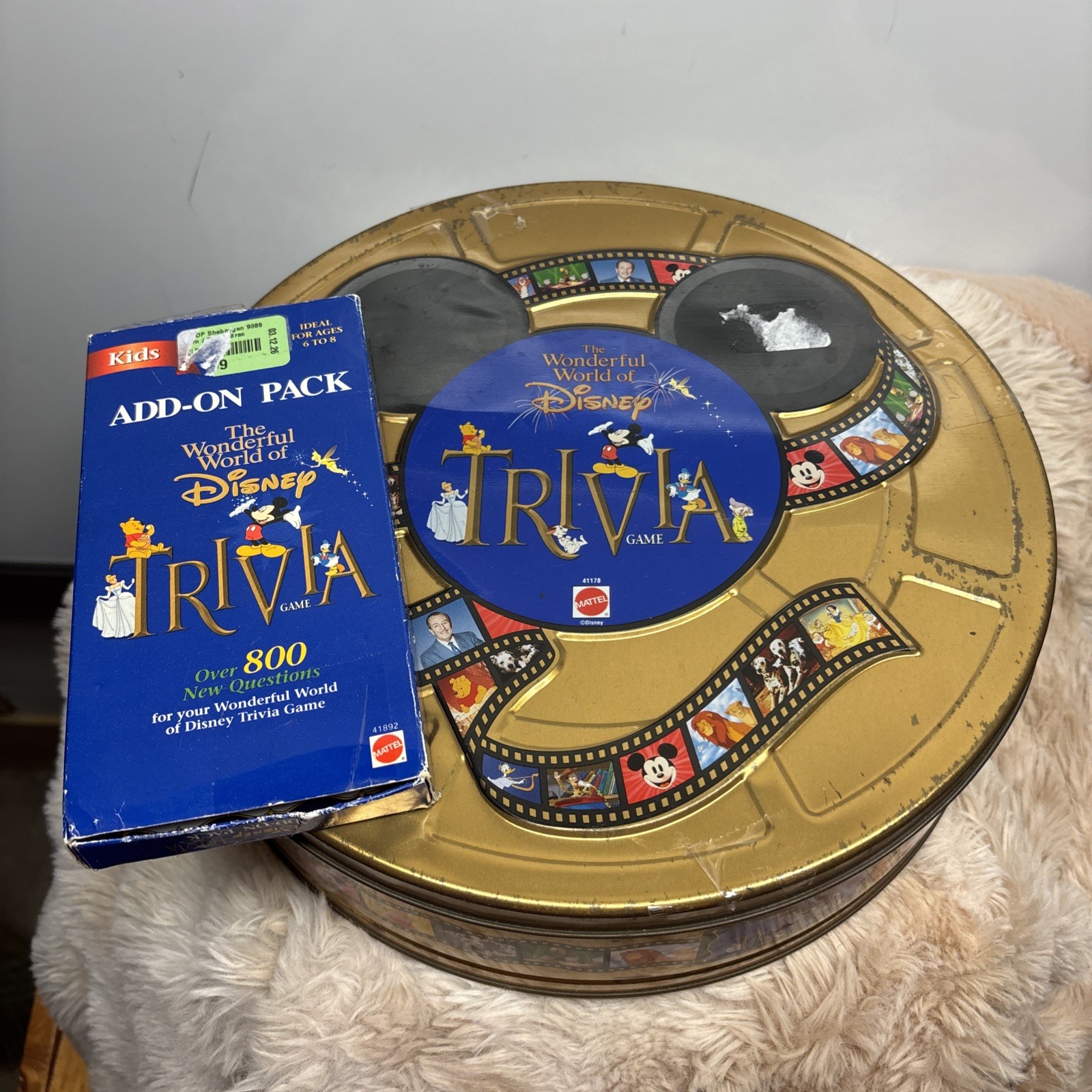 Disney Trivia Board Game The Wonderful World of 1997 Metal Tin w/Add on Pack