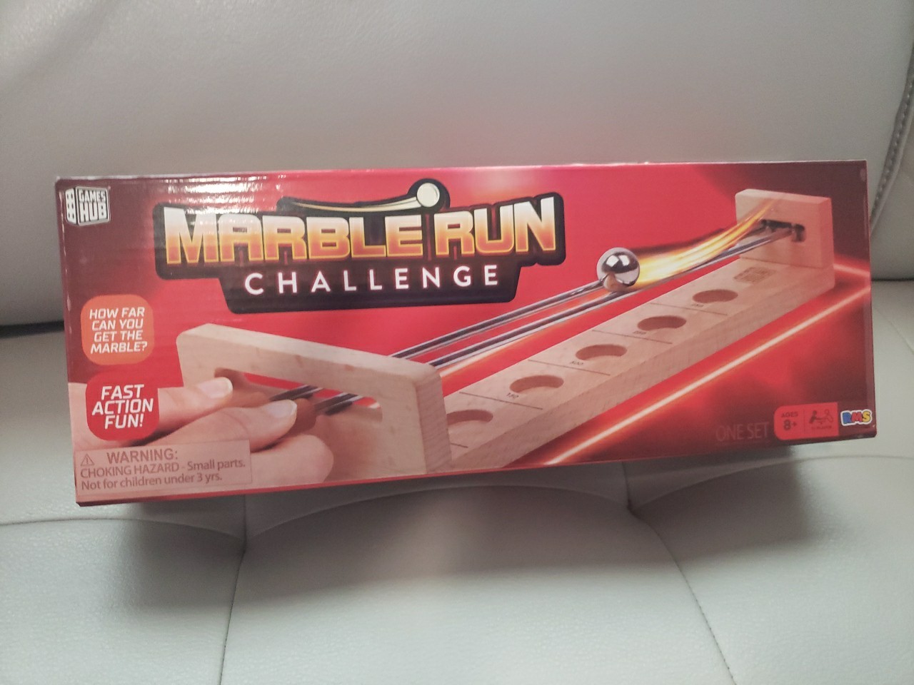 RMS Games Shoot The Moon Marble Run Challenge Solid Wood, Walnut Stain, 17.5 New