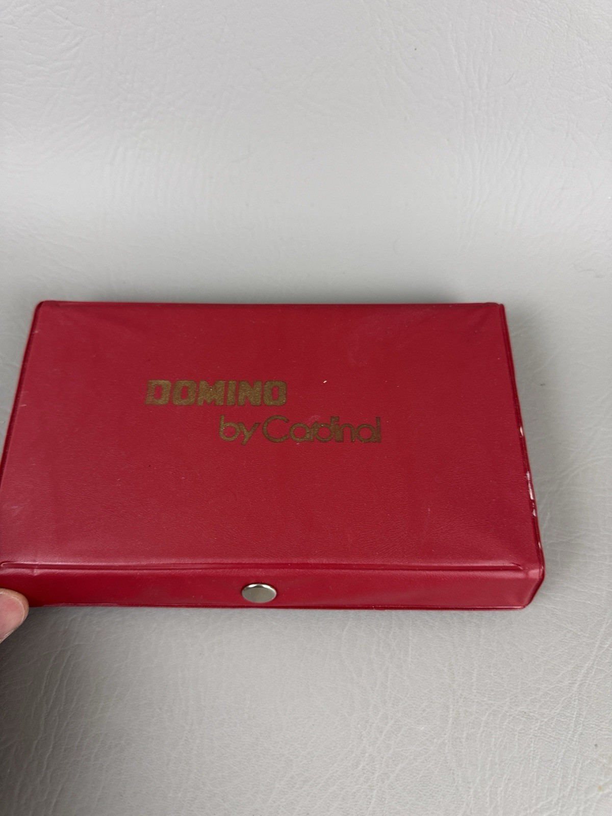 Vintage Cardinal Double Six Dominoes Set Complete 28 Ivory Tiles Red Vinyl Case