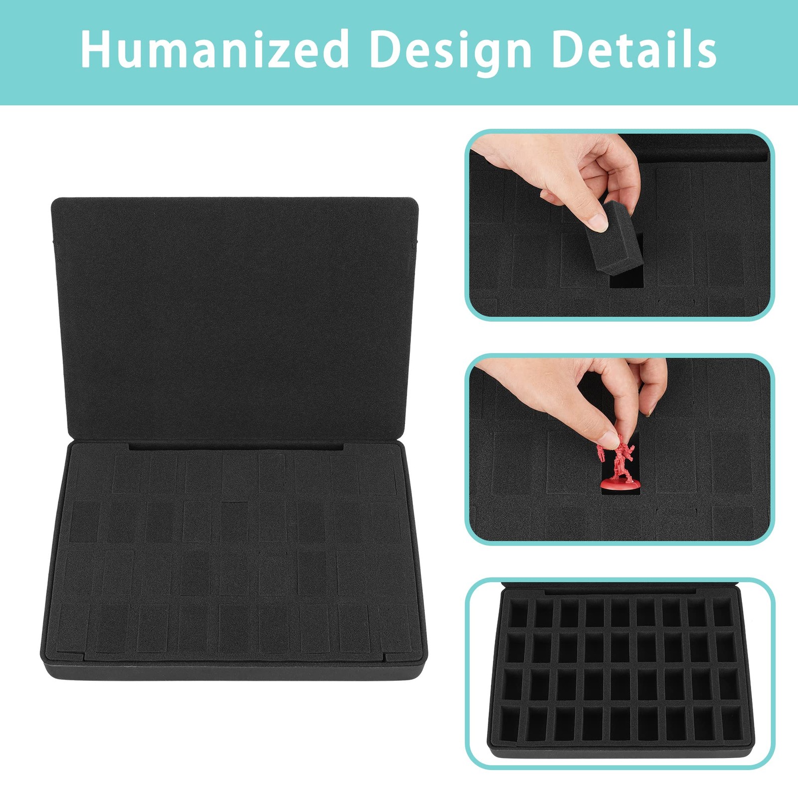 Hard EVA Minature Figure Box – 36 Slot Figurine Carrying Case,Pre-grooved Foa…