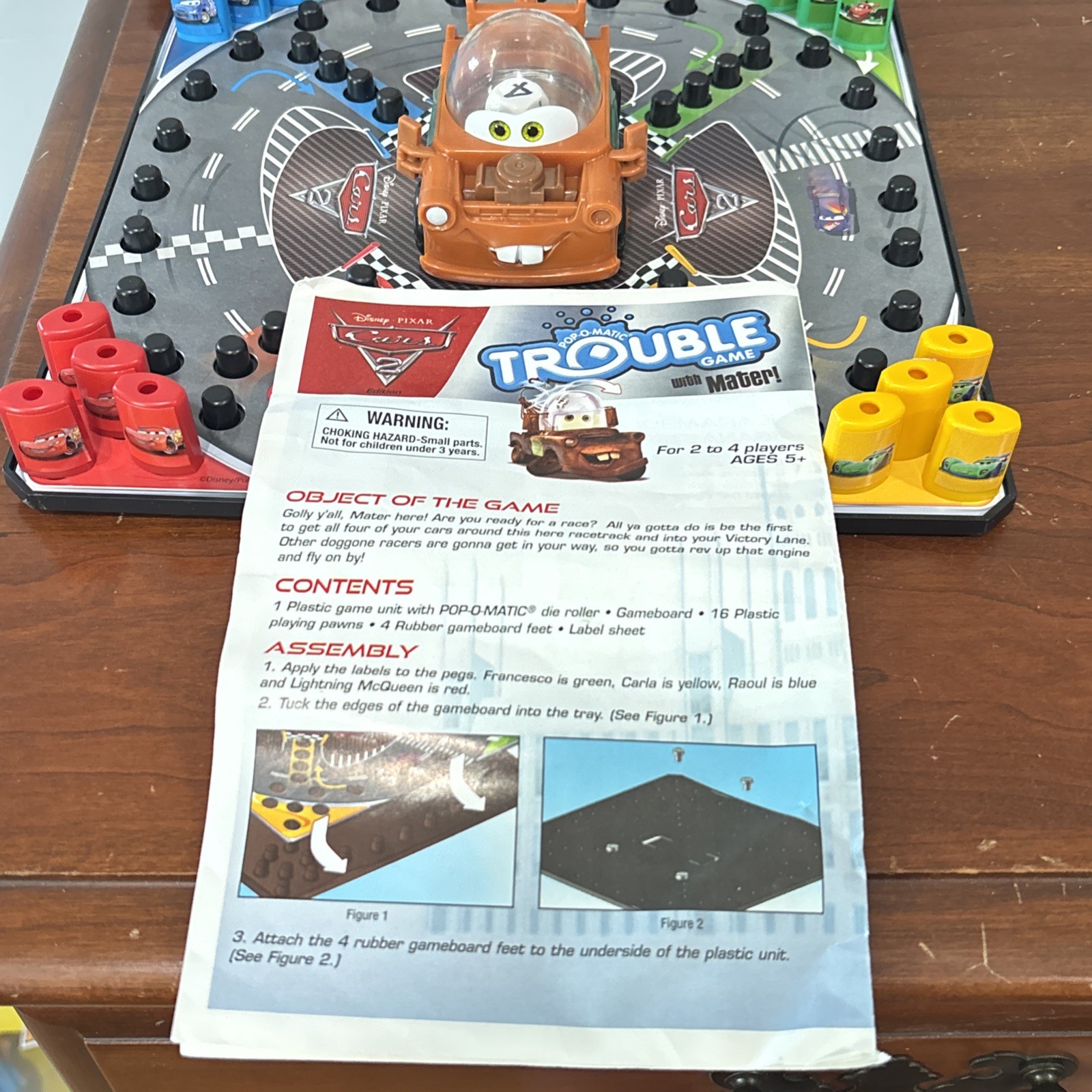 Hasbro Disney Pixar Cars 2 Pop-O-Matic Trouble Game With Mater Complete Box