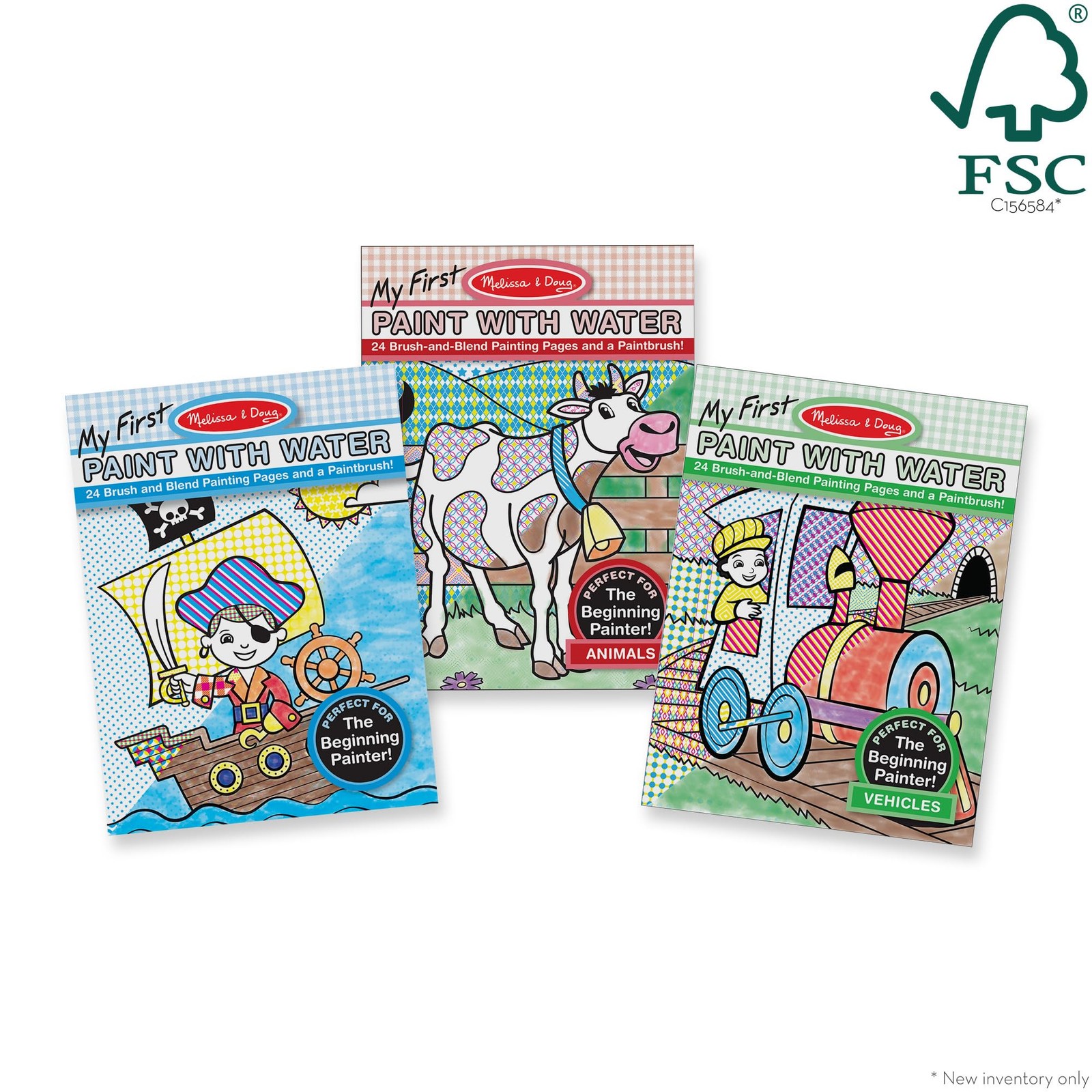 Paint with Water Activity Books Set Animals Vehicles Pirates Melissa Doug First