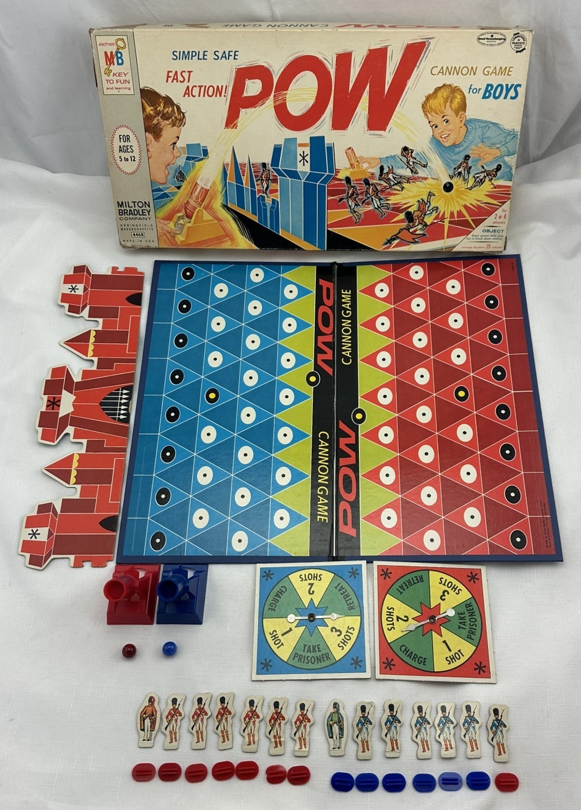 1964 POW! The Cannon Game for Boys by Milton Bradley Complete in Very Good Cond