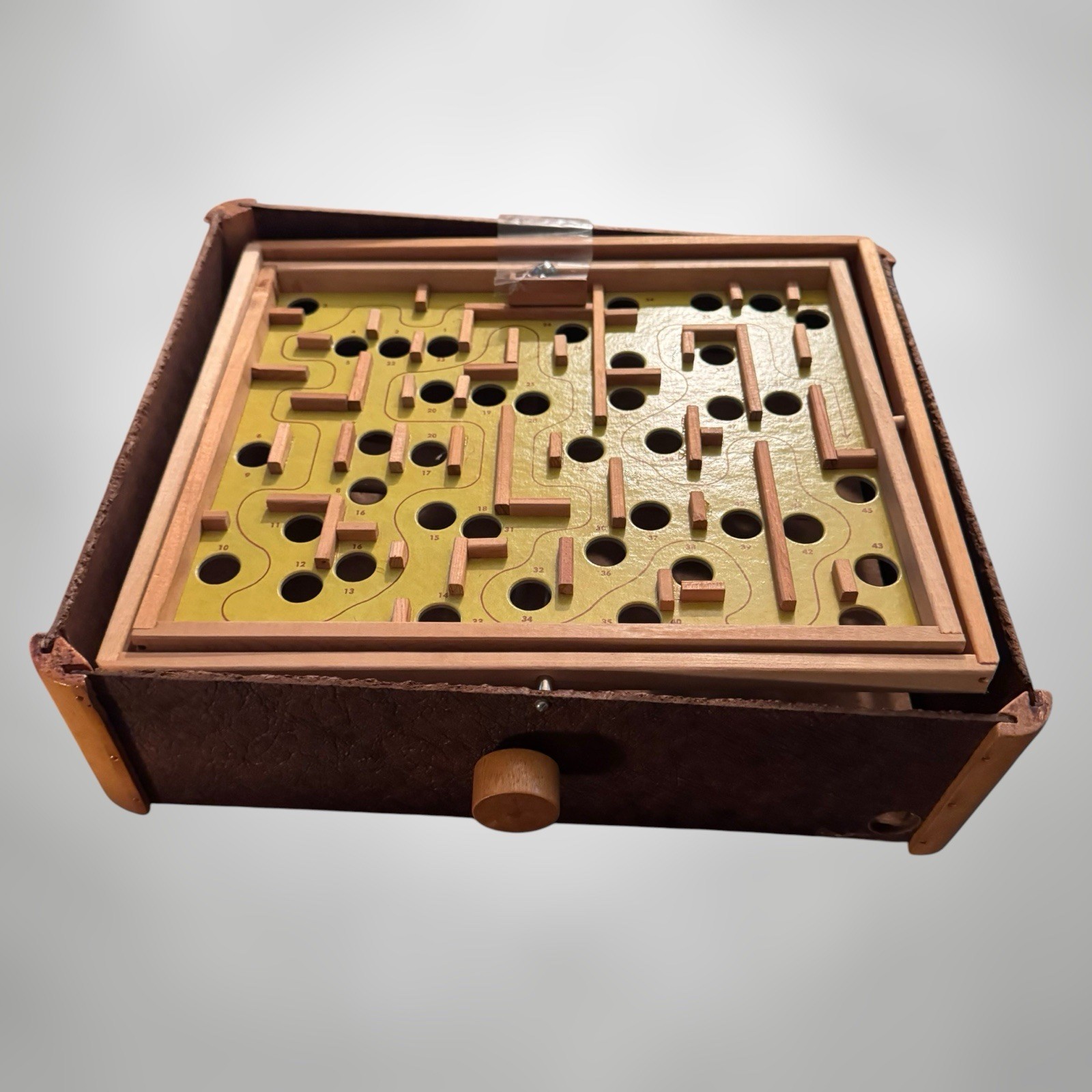 Vintage Tilt Marble Maze Game Wood Skill Puzzle w Box & Original Marble