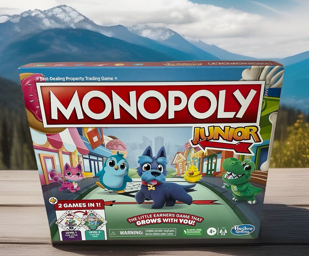 Monopoly Junior 2-Sided Gameboard 2 Games in 1 Grows with You Ages 4t New