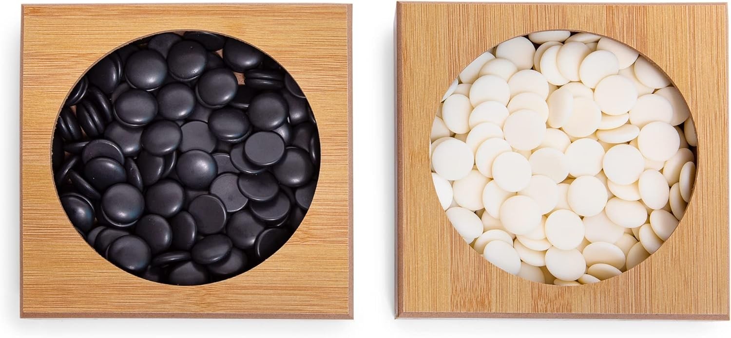 19 X19 Folding Go Game Set Board with and Bamboo Bowls and Imitation Jade Go Pie