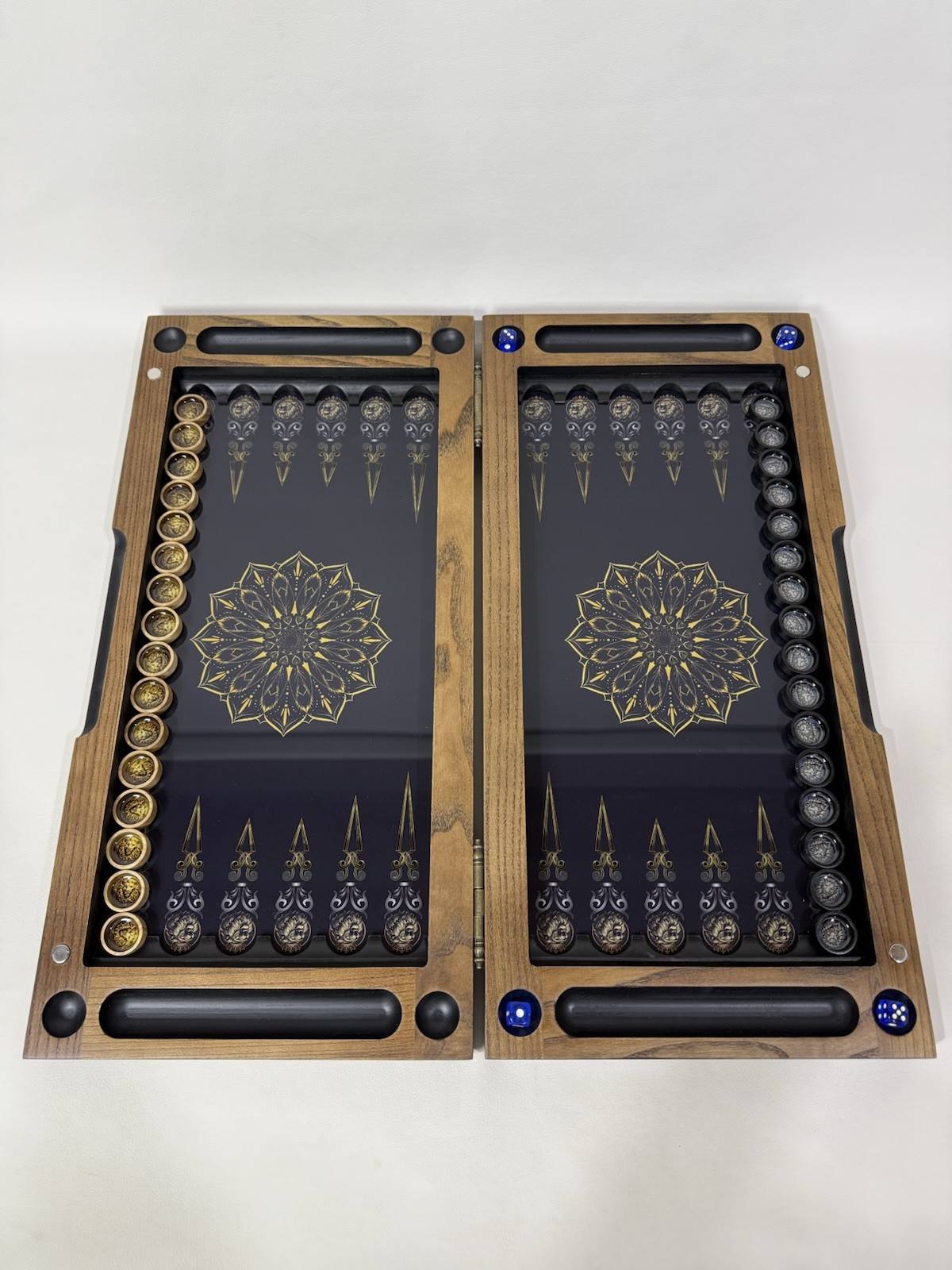 Lion Backgammon Set with Tempered Glass – Handmade Wooden Royal Board Game