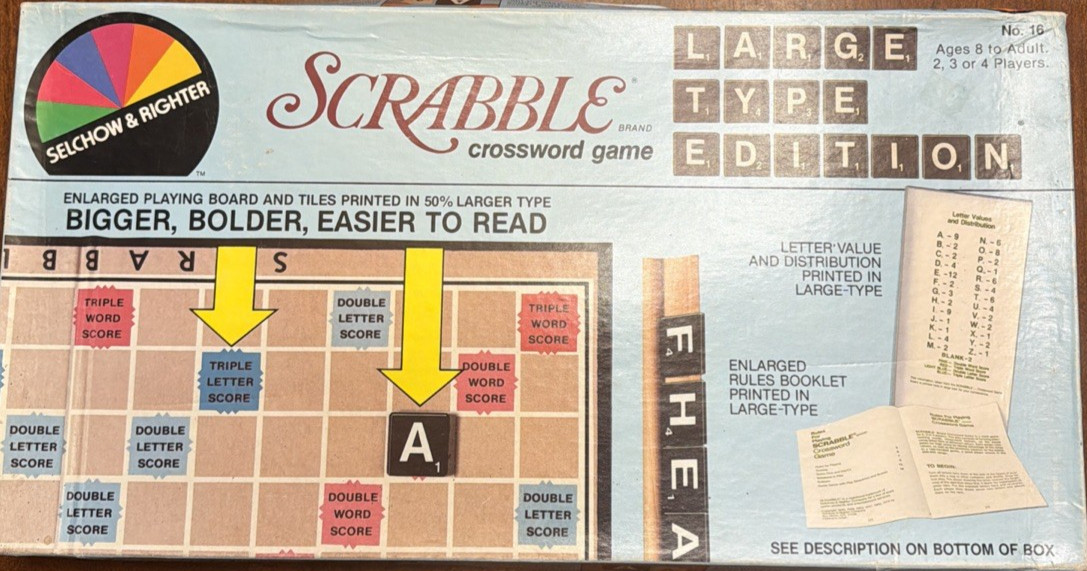 Vintage “Scrabble” Large Type Edition (1982) by Selchow & Righter