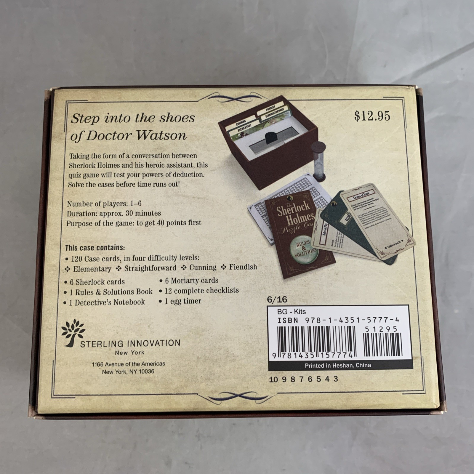 SHERLOCK Holmes Puzzle Case Game Box Sterling Innovation Open Box Complete
