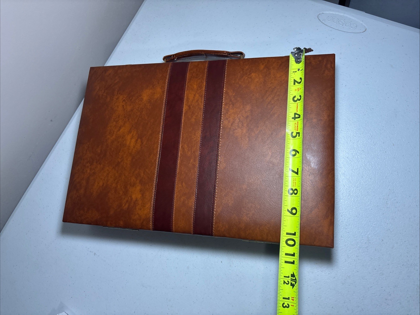 Vintage Backgammon Set faux Leather Case w/felt board Complete