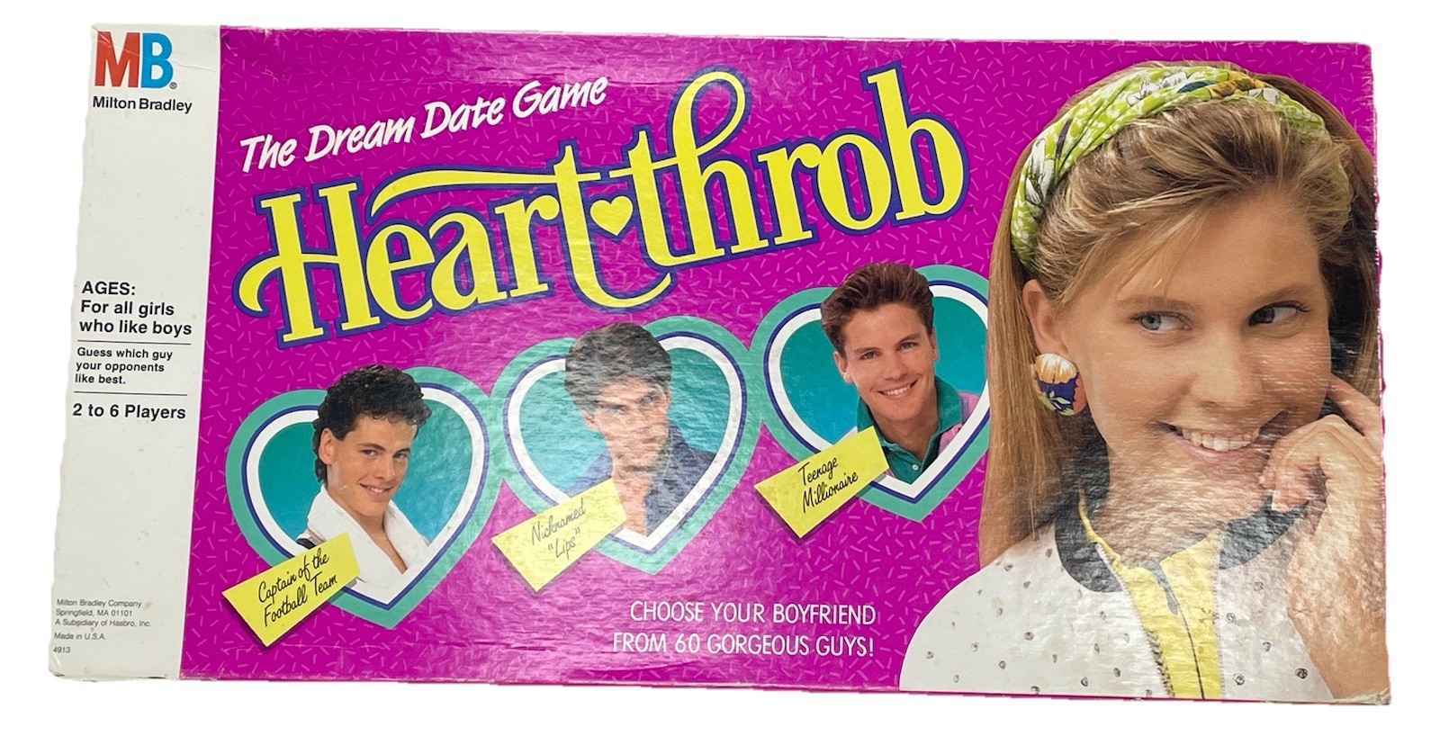 Heart-Throb The Dream Date Board Game 1988 MB *COMPLETE* Milton Bradley Dating